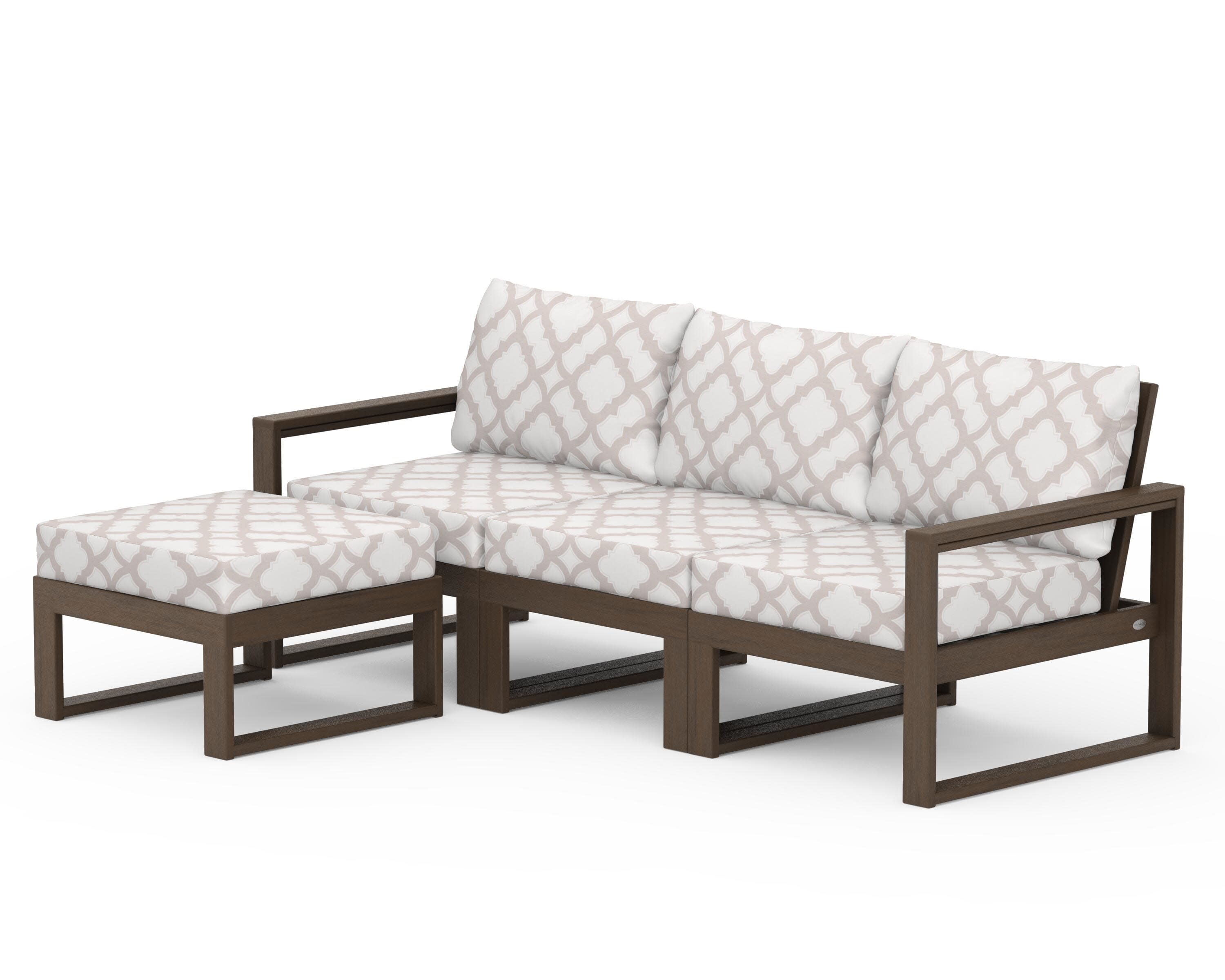 EDGE 4-Piece Modular Deep Seating Set with Ottoman in Kona / Trellis Dune Burlap
