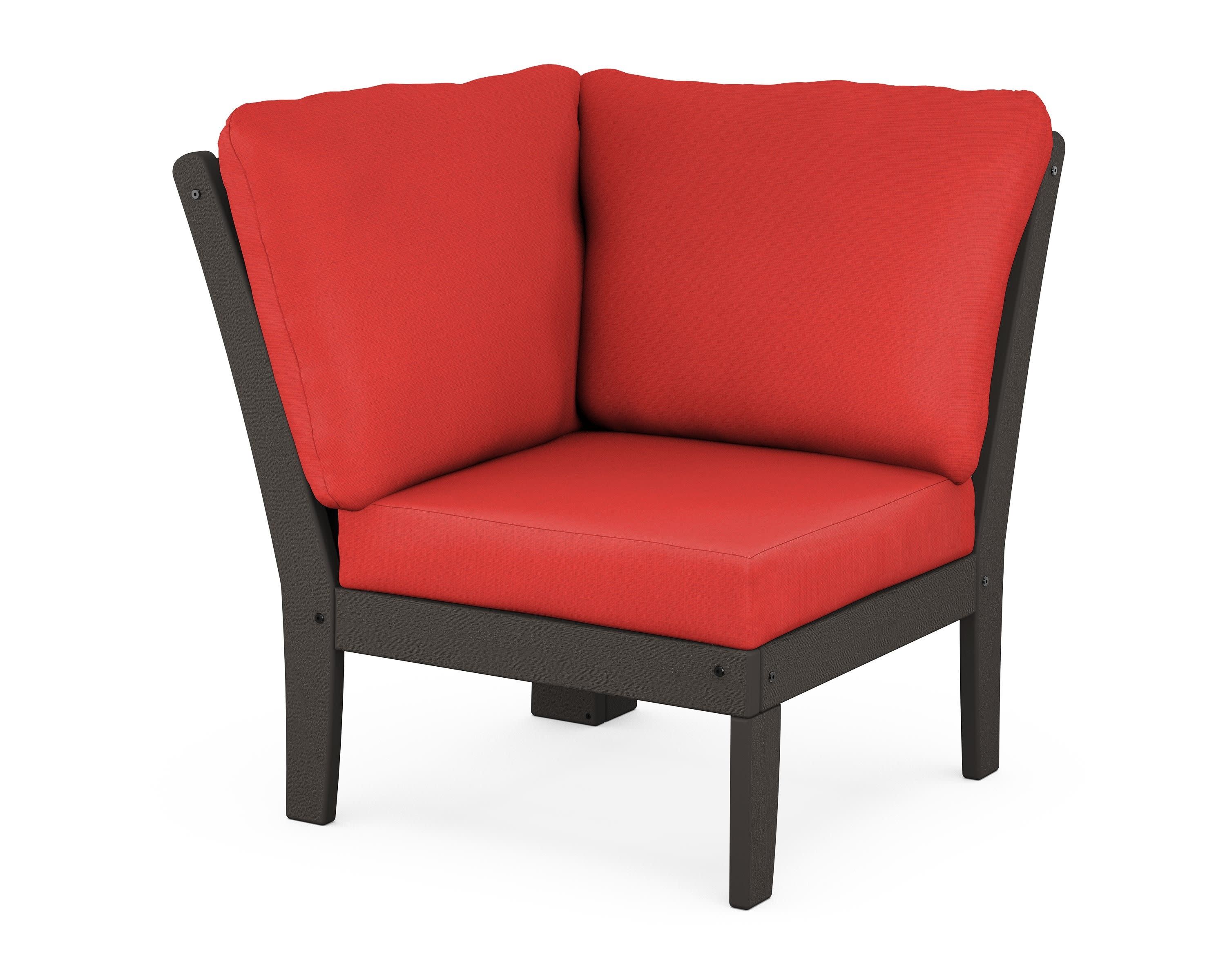 Braxton Modular Corner Chair in Vintage Coffee / Crimson Linen