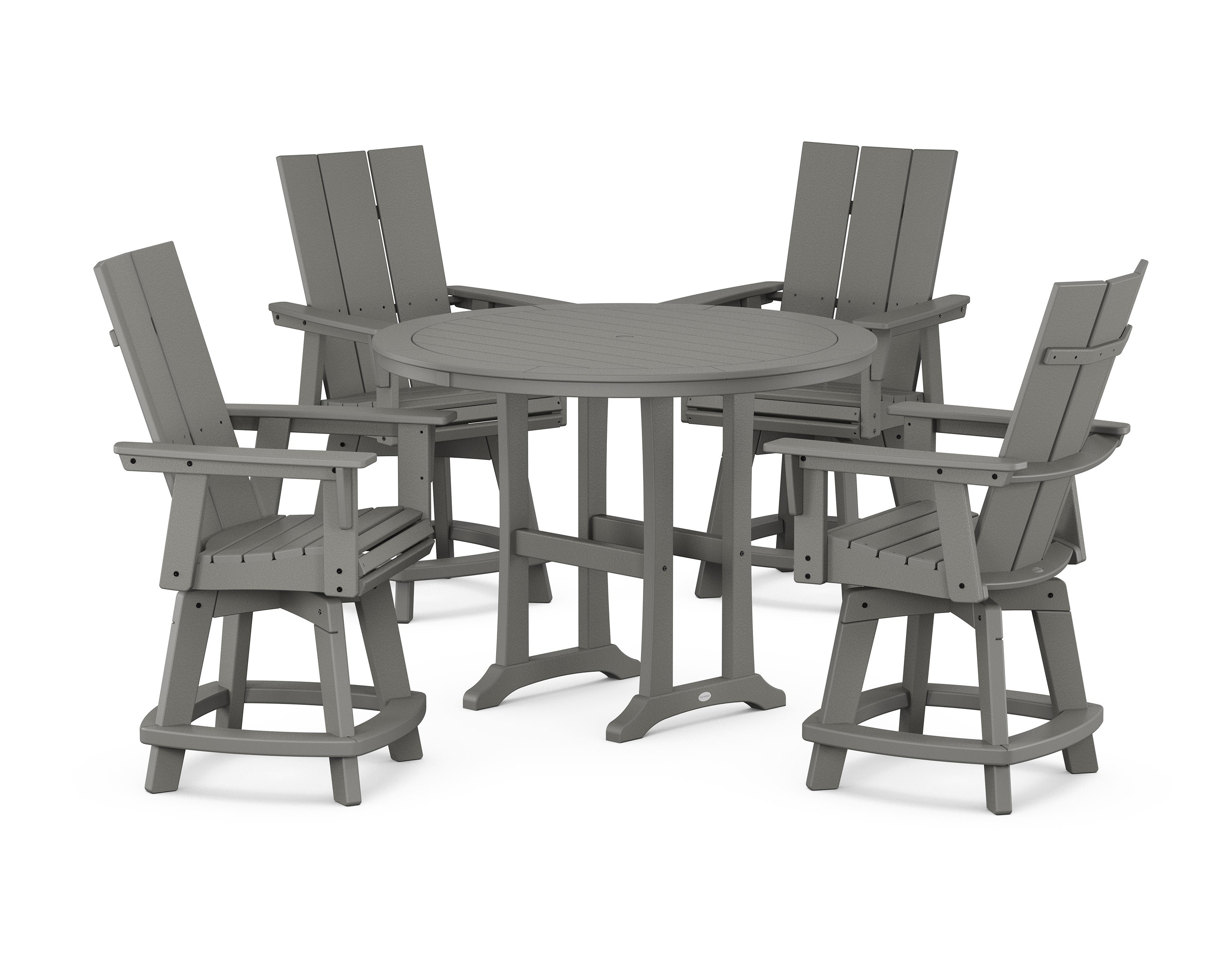 5-Piece Modern Swivel Counter Set in Slate Grey