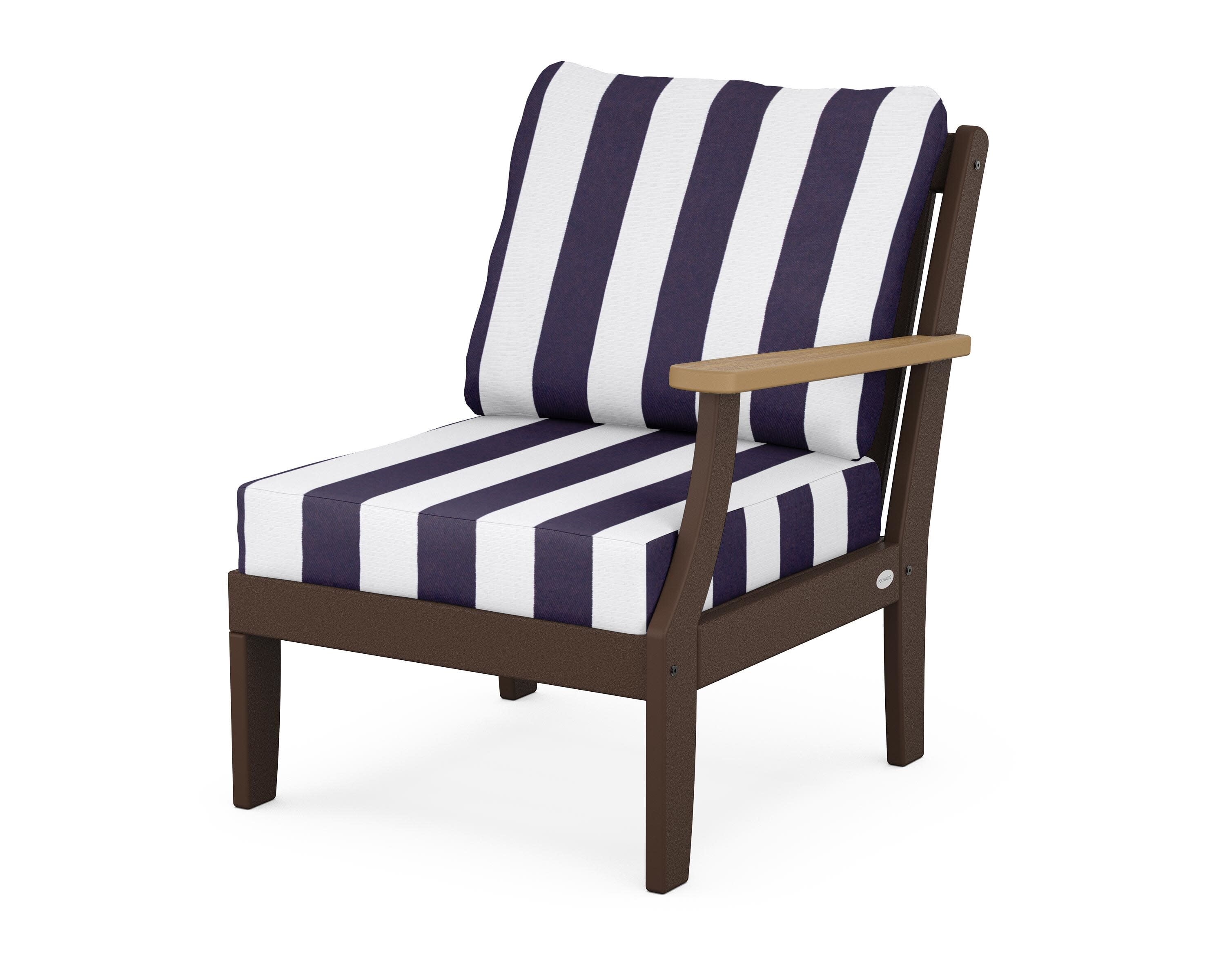 Braxton Modular Right Arm Chair in Mahogany / Natural / Cabana Stripe Navy