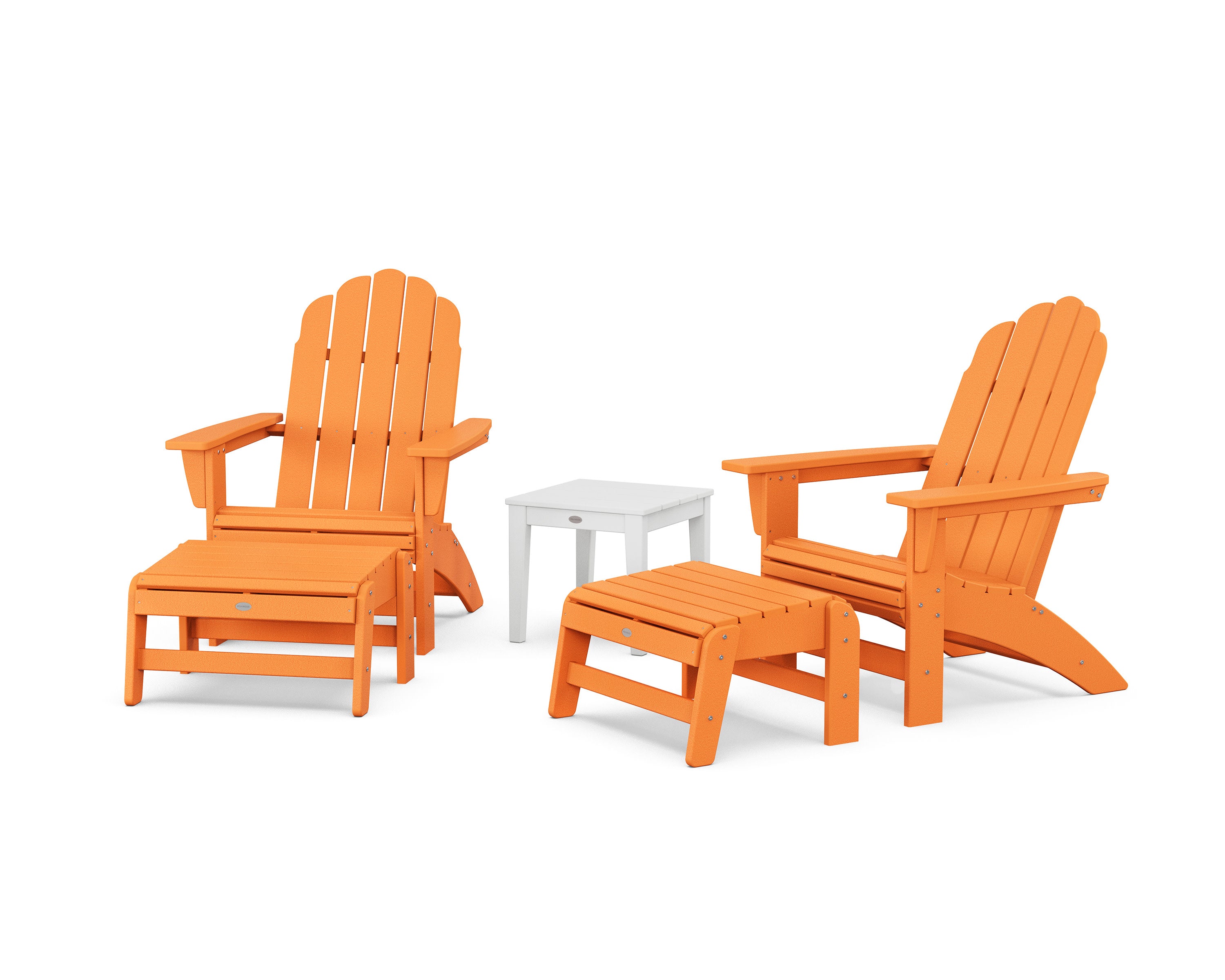 5-Piece Vineyard Grand Adirondack Set in Tangerine / White