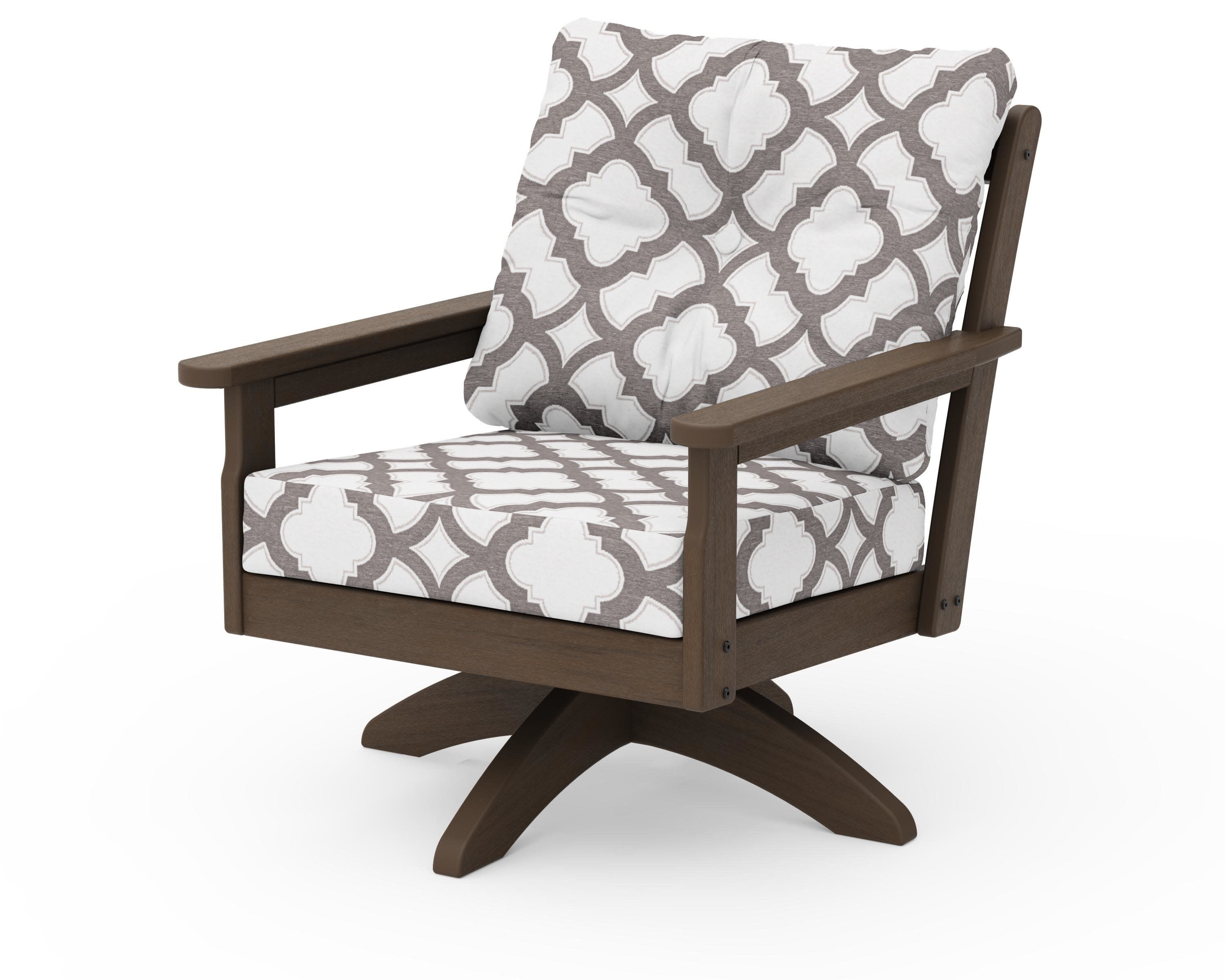 Vineyard Deep Seating Swivel Chair in Kona / Trellis Grey Mist