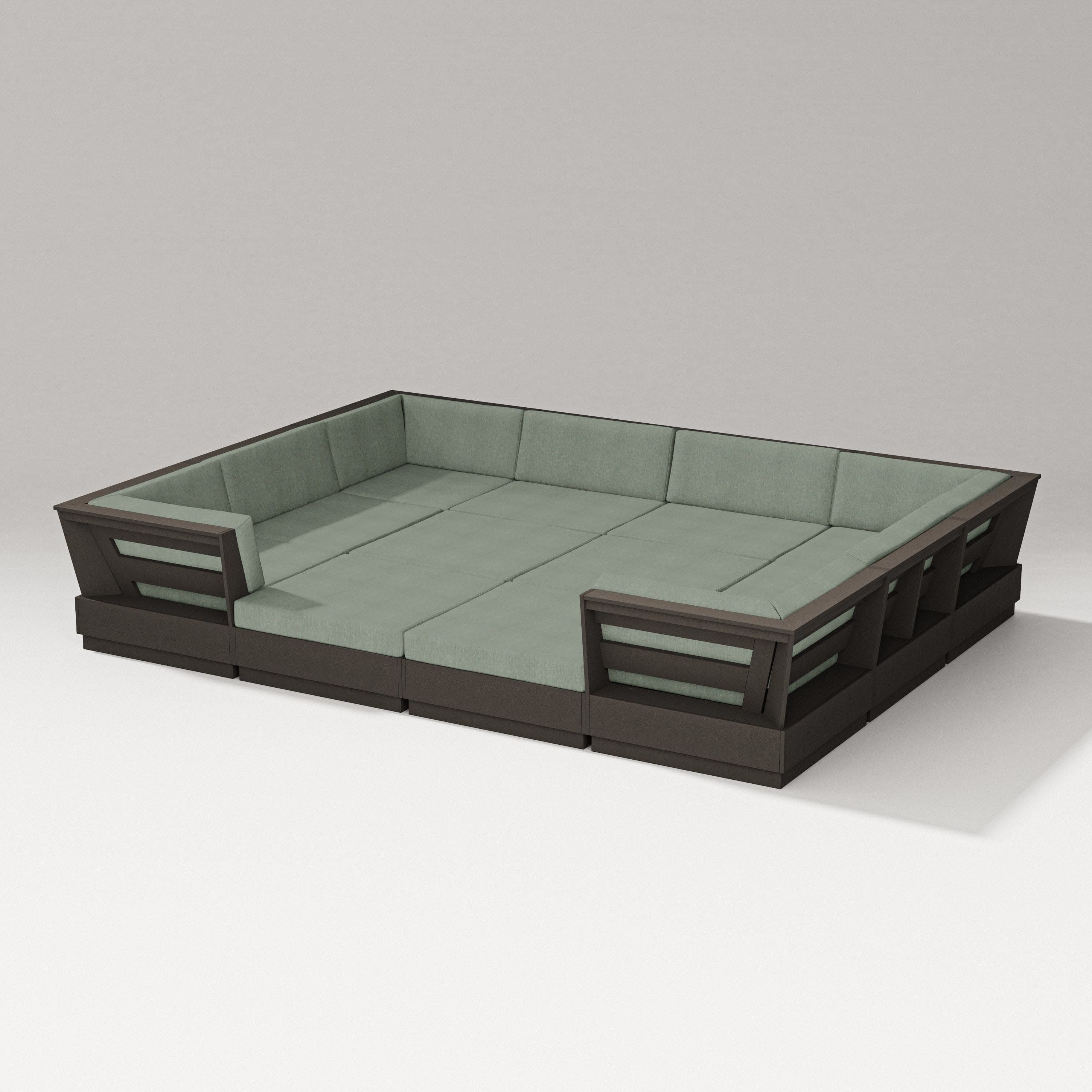 Elevate 12-Piece Pit Sectional in Vintage Coffee / Cast Sage