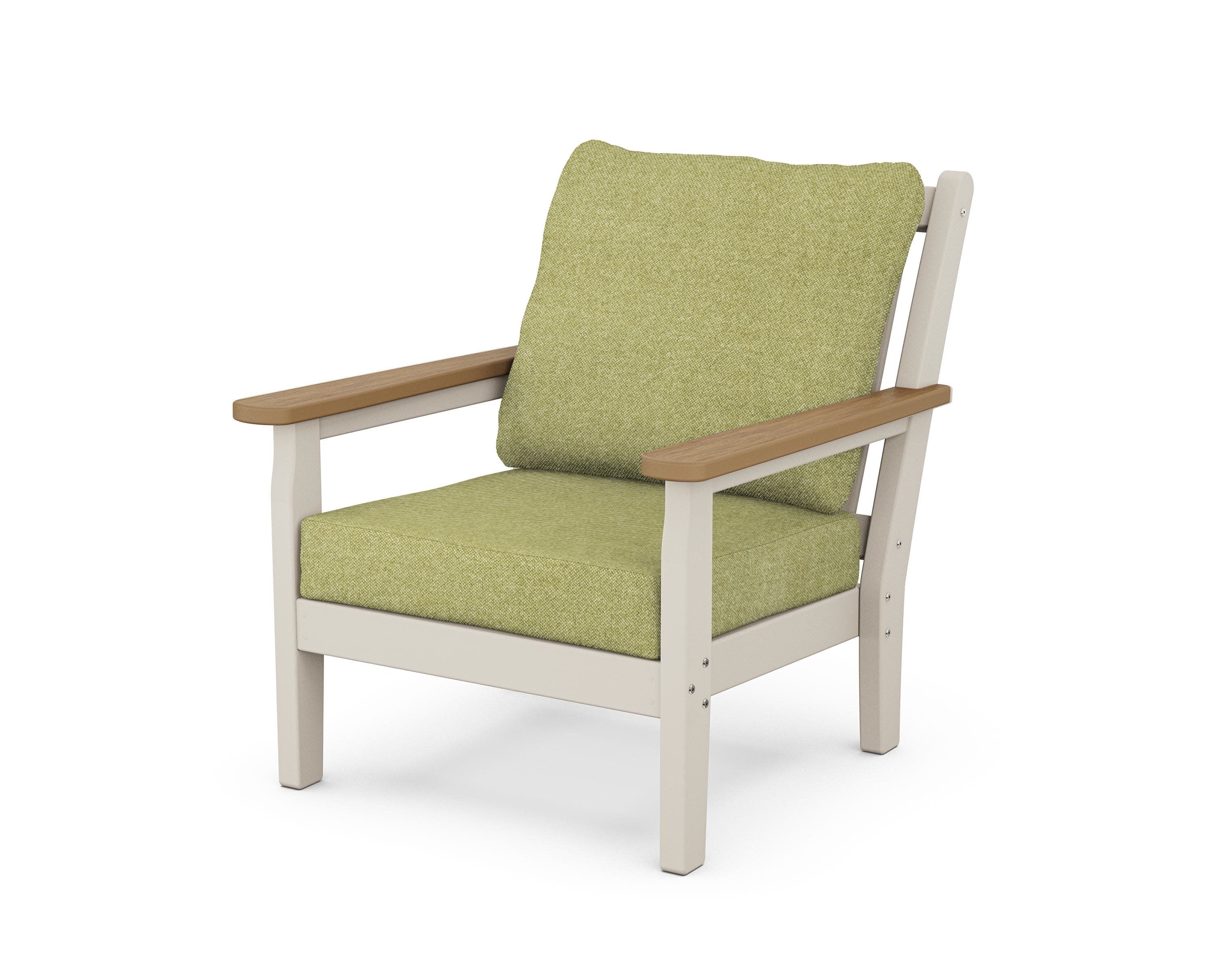 Chippendale Deep Seating Chair in Sand / Natural / Chartreuse Boucle