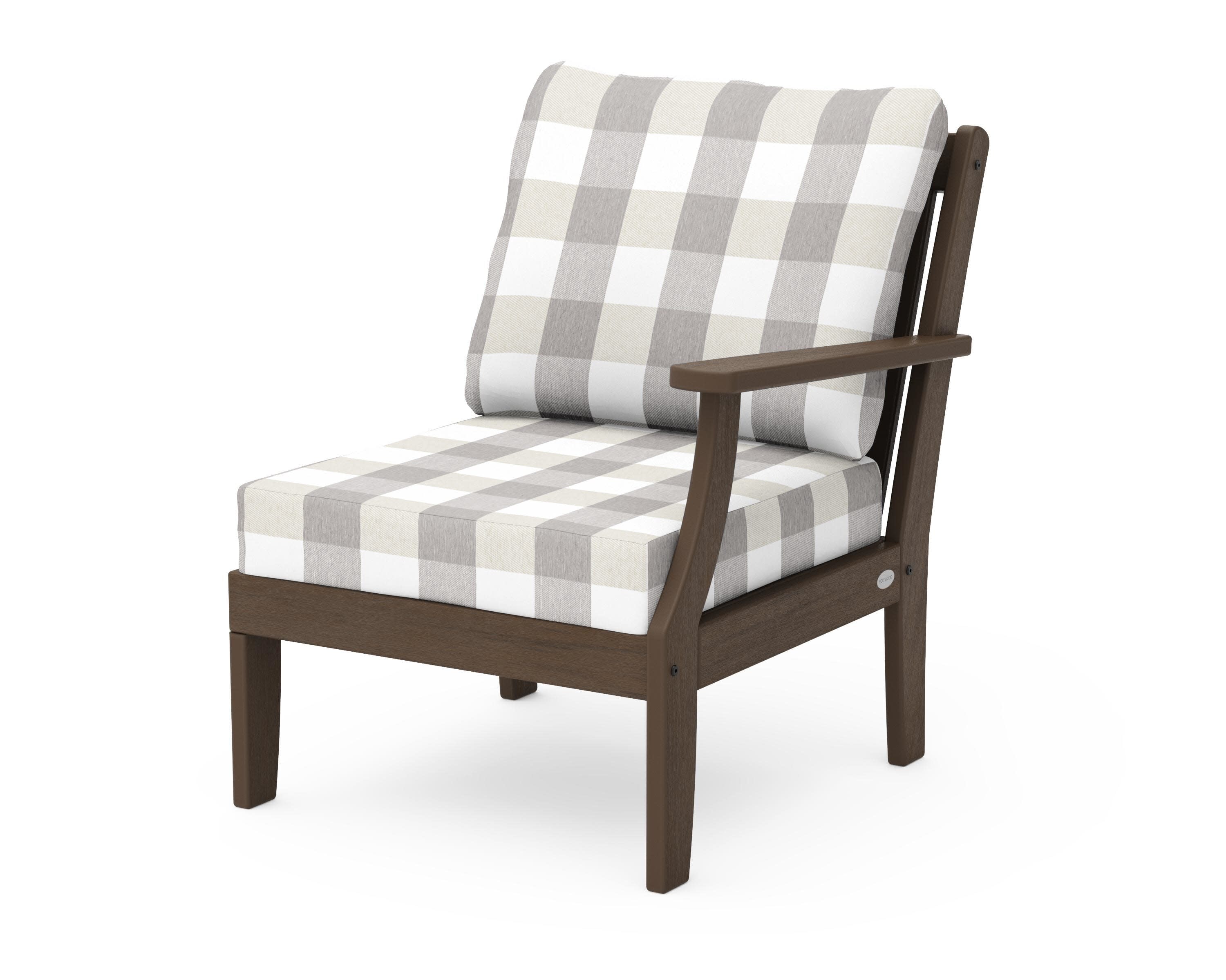 Braxton Modular Right Arm Chair in Kona / Buffalo Plaid Grey Mist