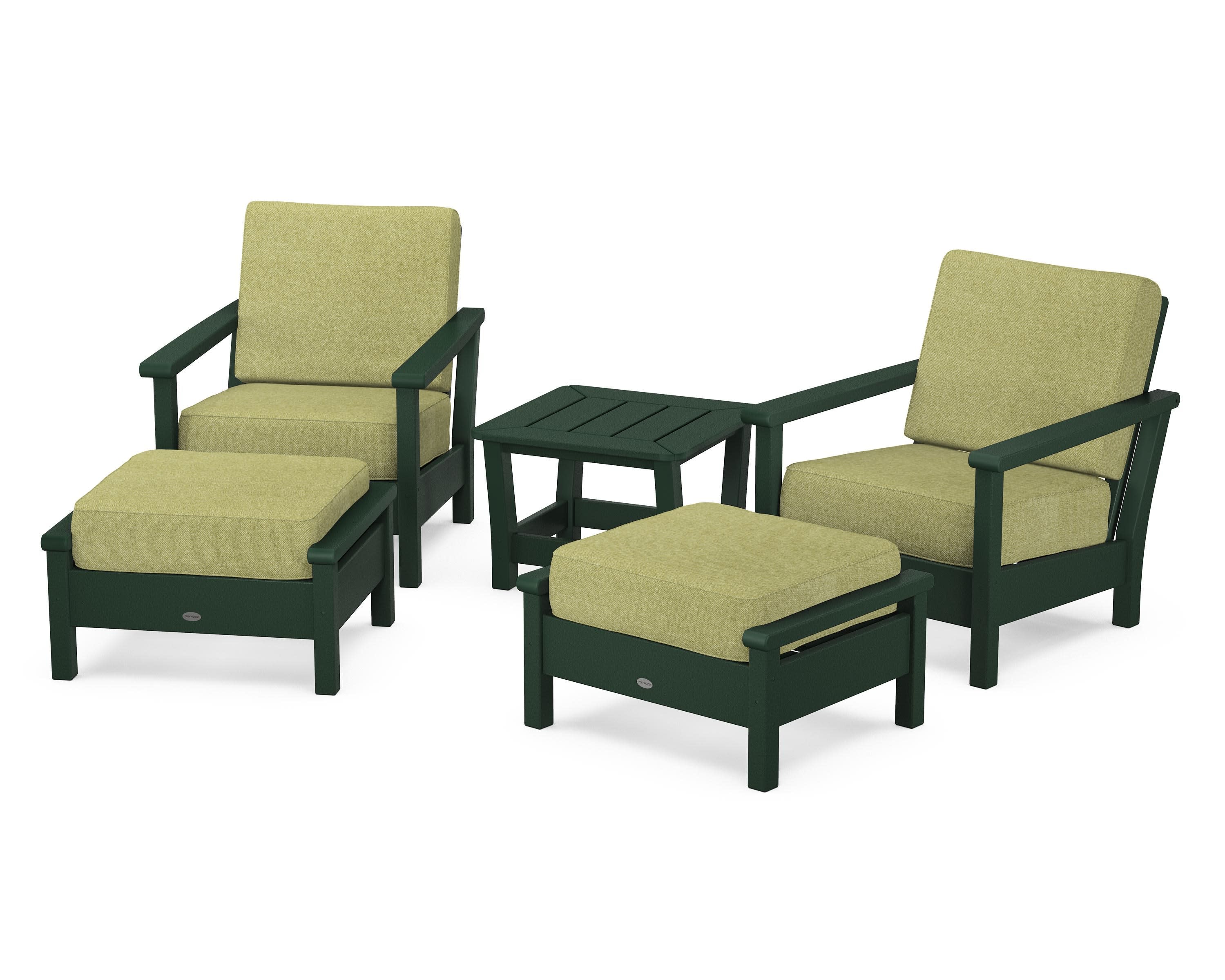 Harbour 5-Piece Deep Seating Chair Set in Green / Chartreuse Boucle