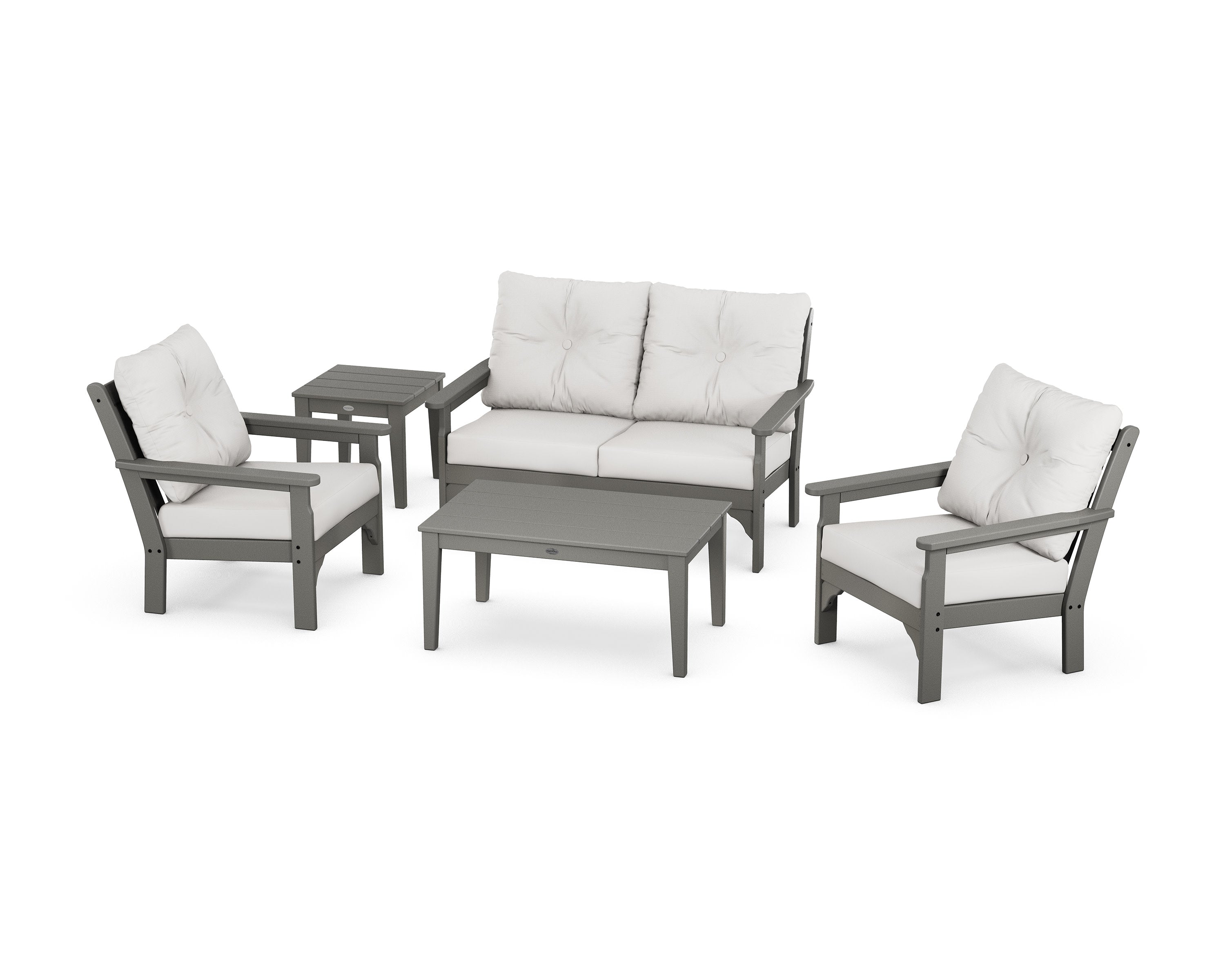 Vineyard 5-Piece Deep Seating Set in Slate Grey / Natural Linen