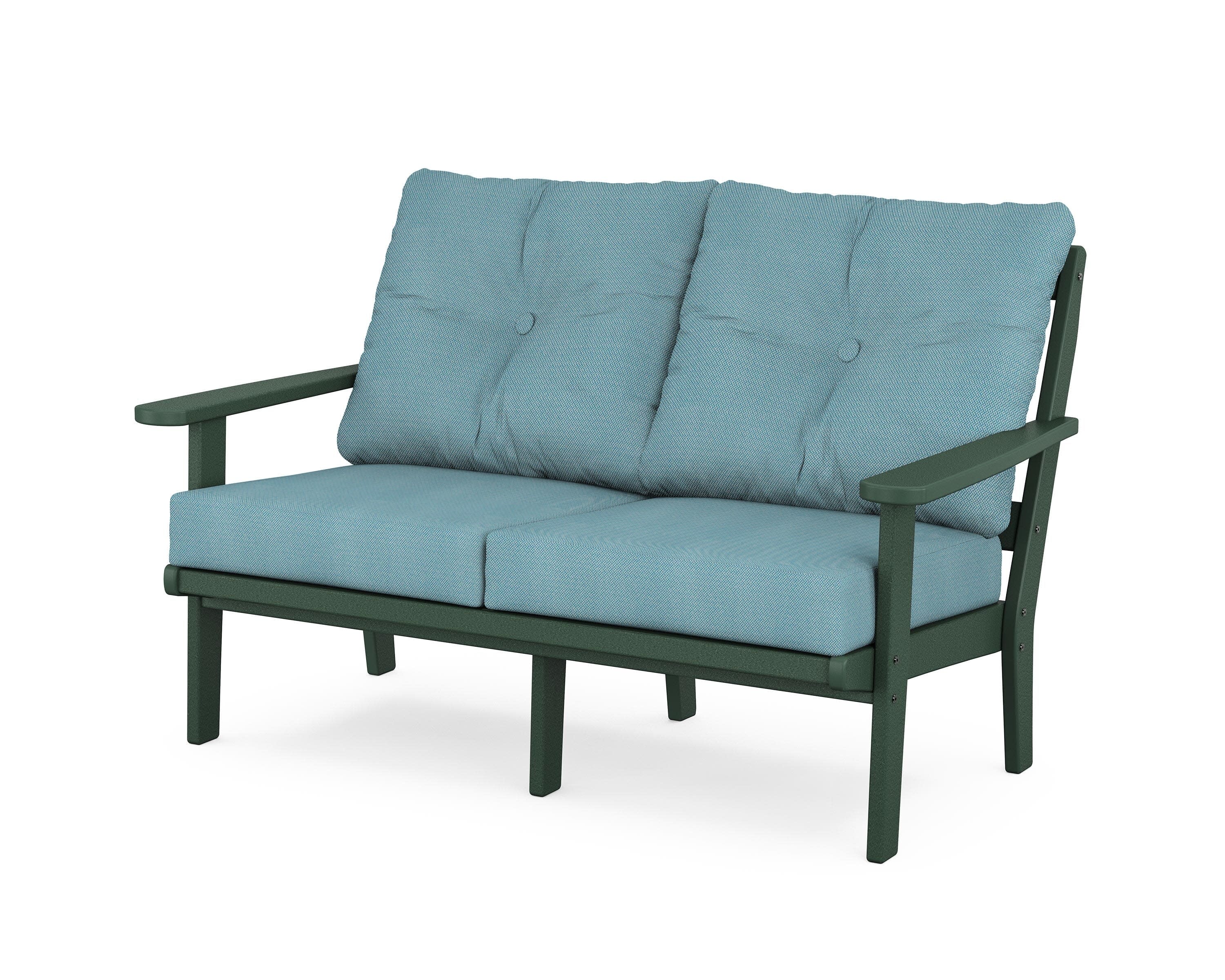 Mission Deep SeatingLoveseat in Green / Lattice Sky Blue