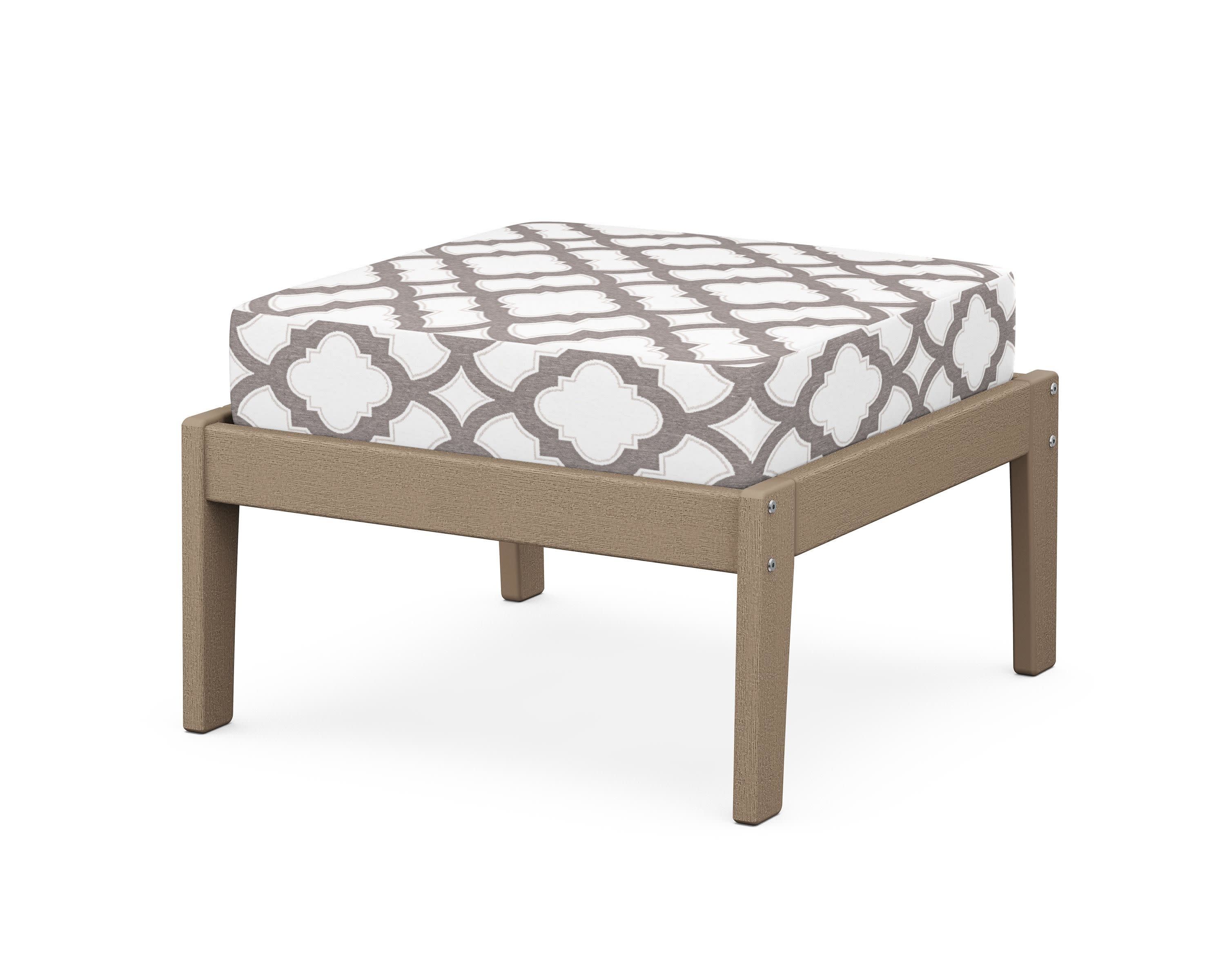 Deep Seating Ottoman in Vintage Sahara / Trellis Grey Mist