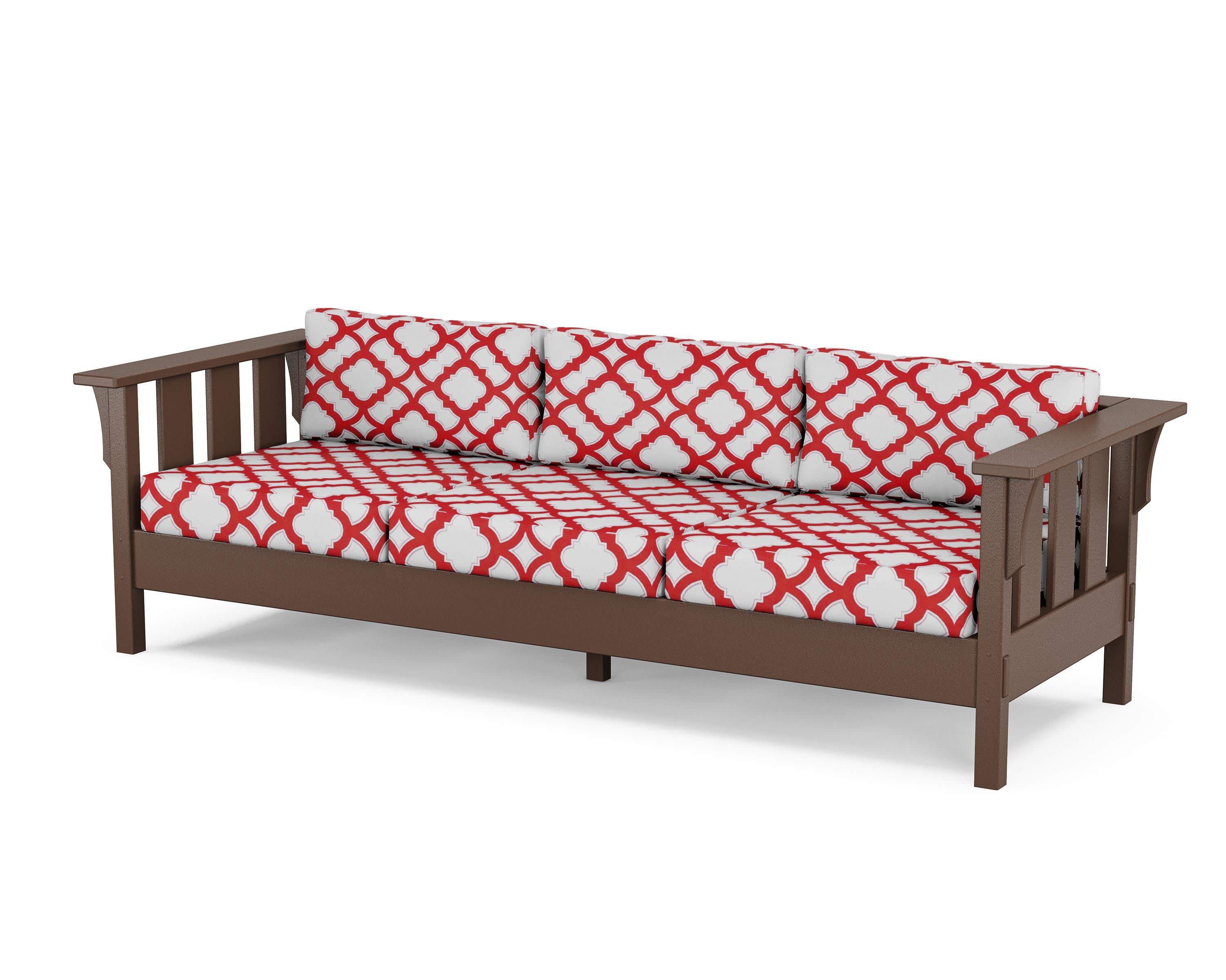 Acadia Deep Seating Sofa in Mahogany / Trellis Crimson
