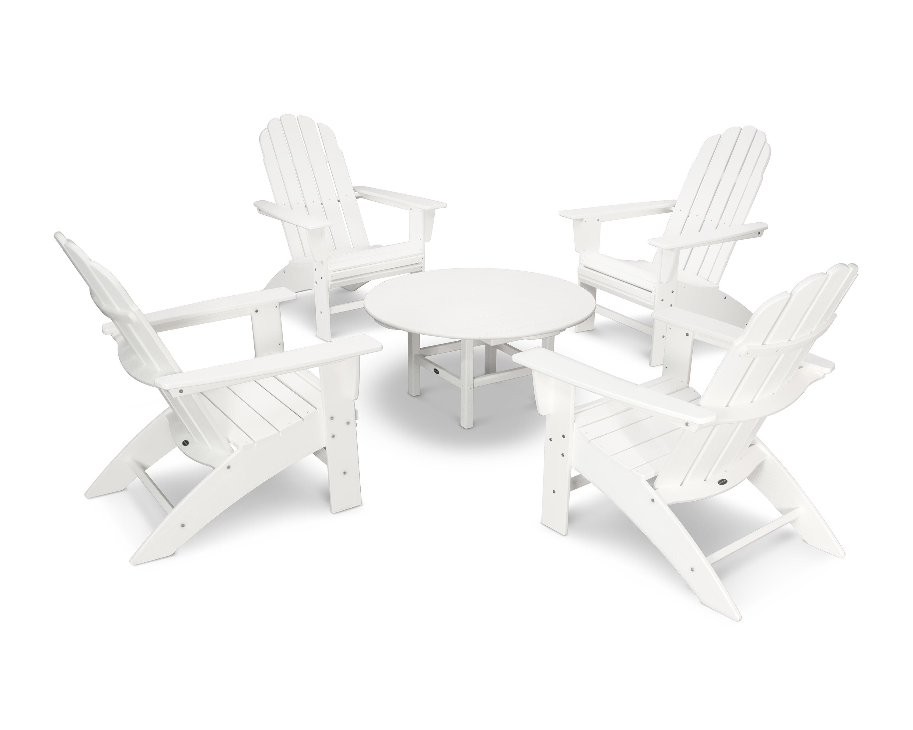 Vineyard 5-Piece Oversized Adirondack Set in White