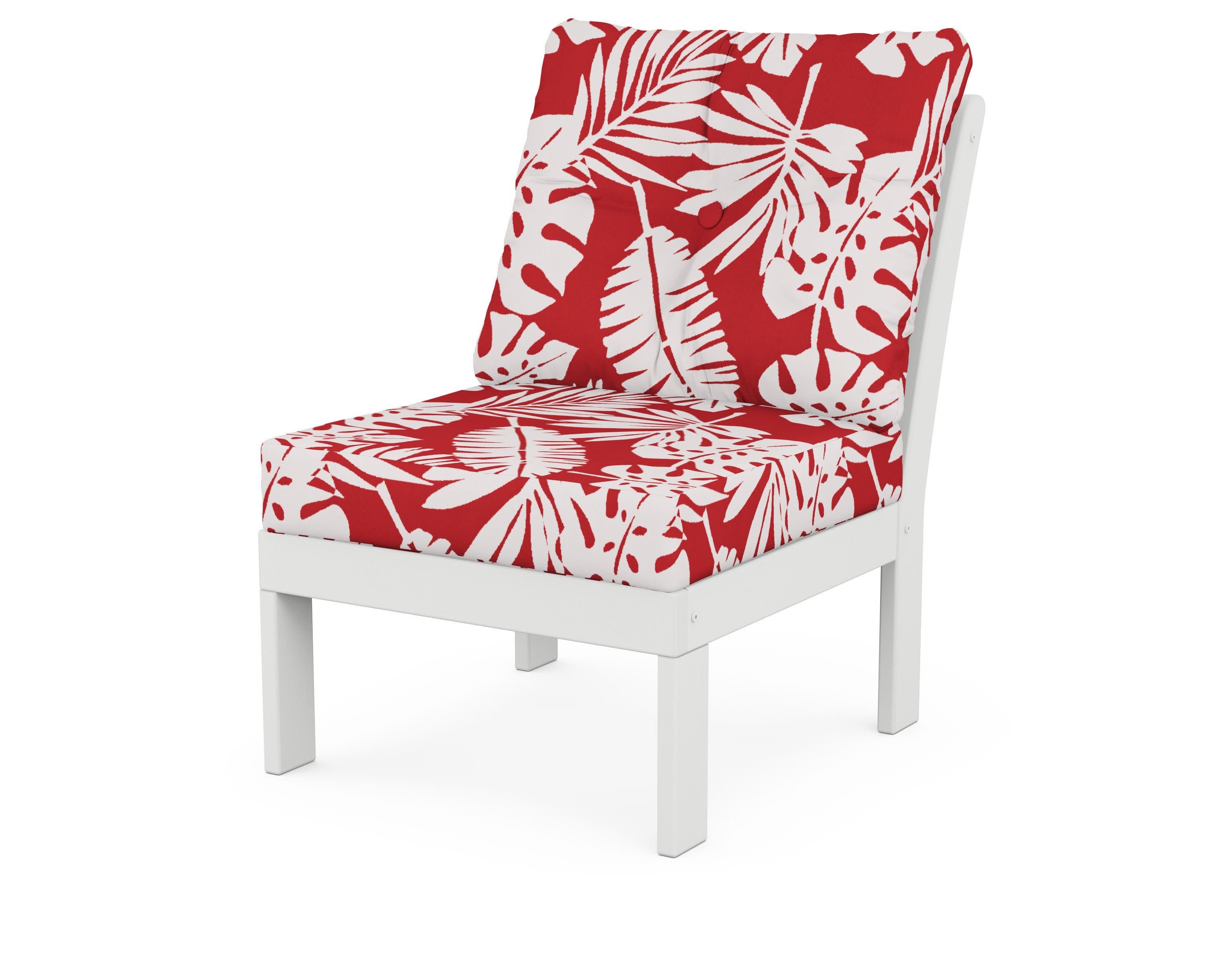 Vineyard Modular Armless Chair in White / Leaf Crimson