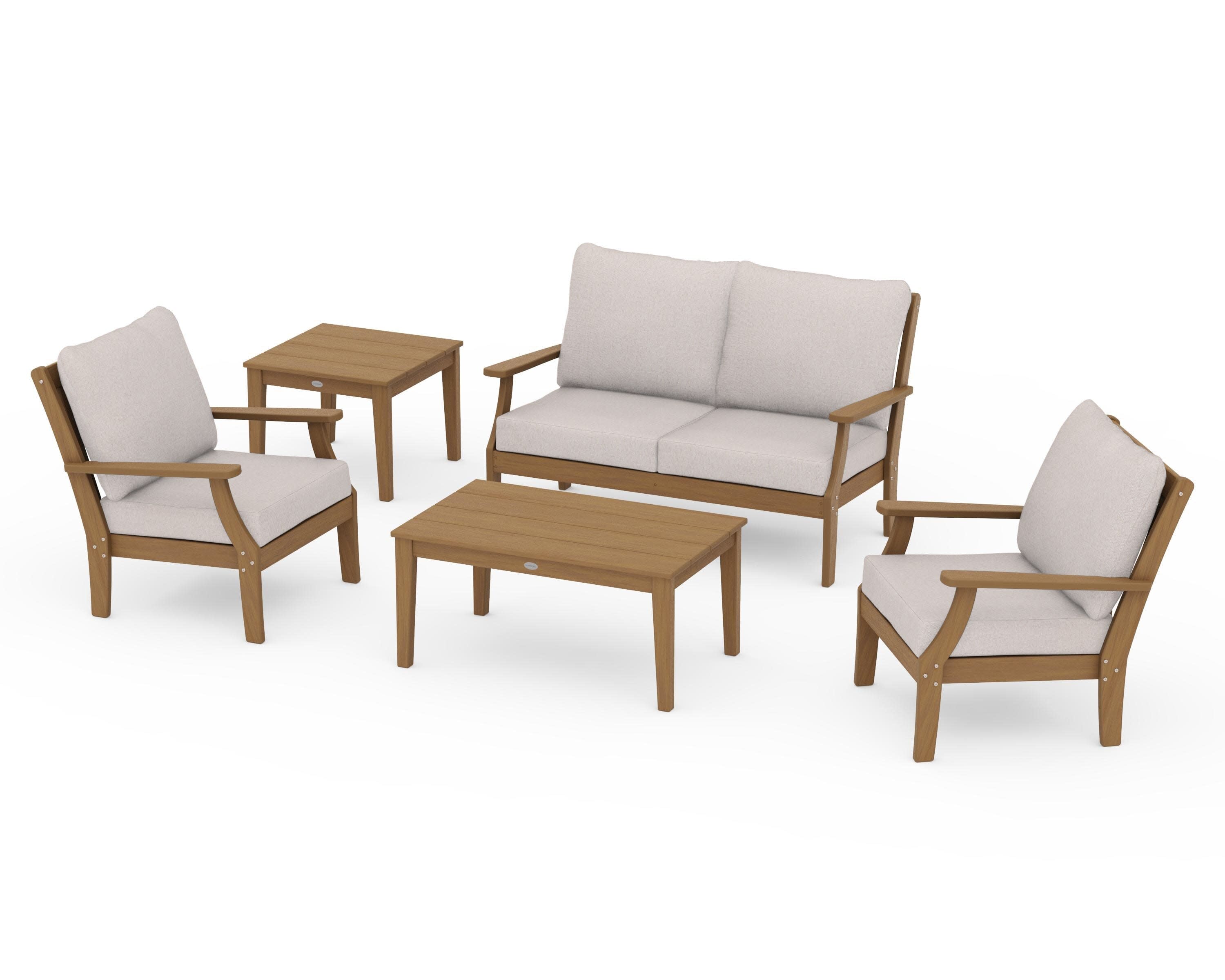 Braxton 5-Piece Deep Seating Set in Natural / Dune Burlap