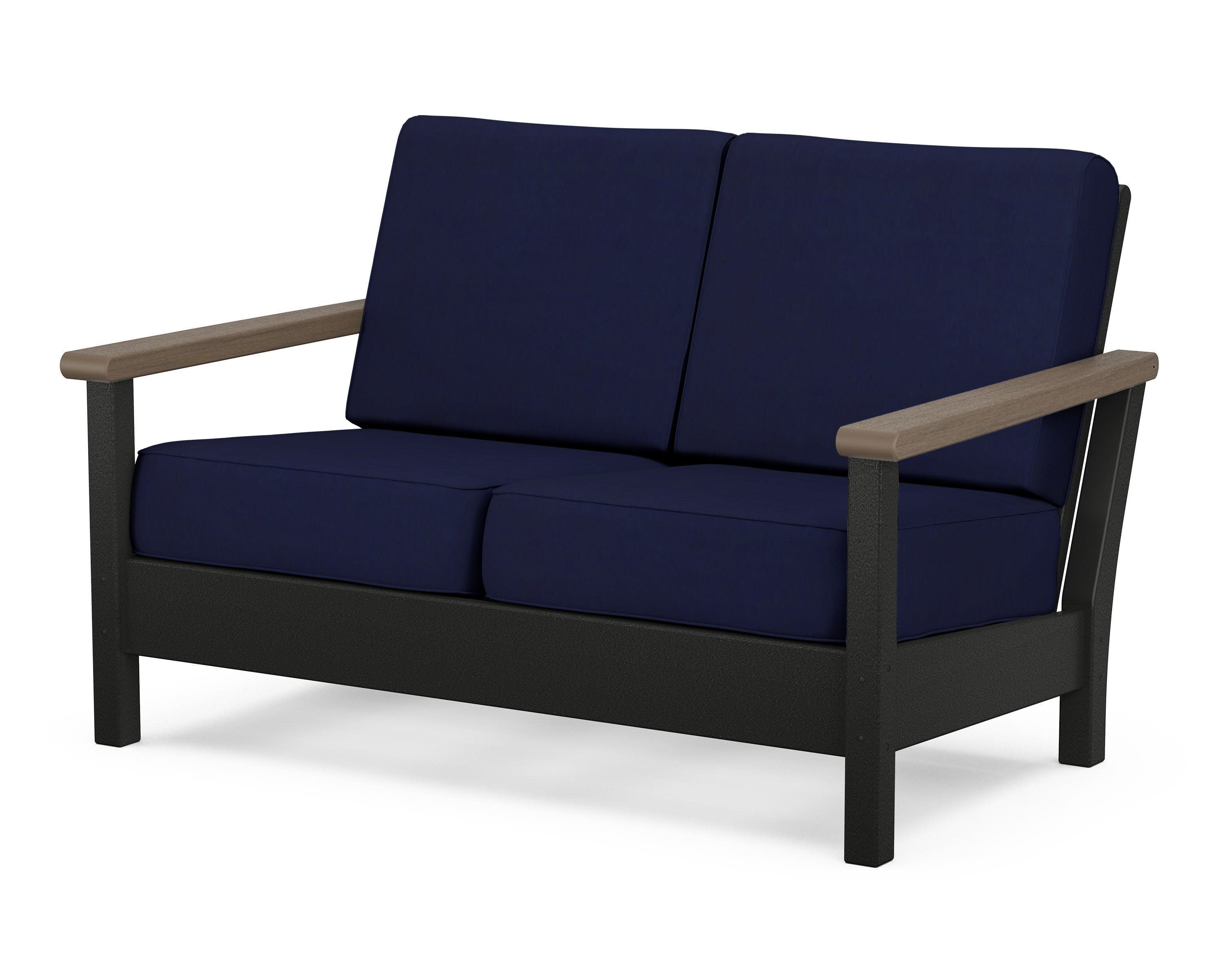 Harbour Deep Seating Loveseat in Black / Kona / Navy