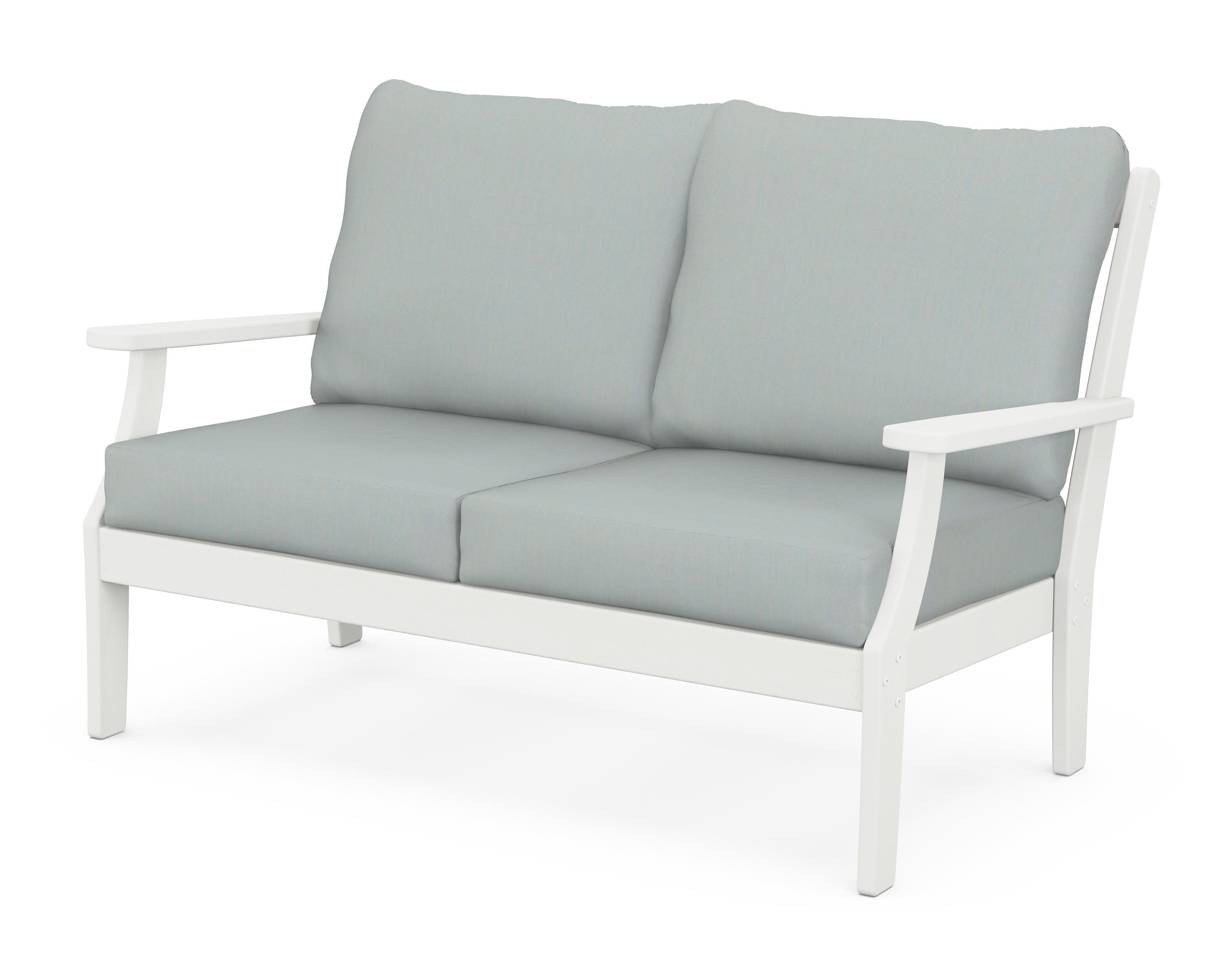 Braxton Deep Seating Loveseat in Vintage White / Spa