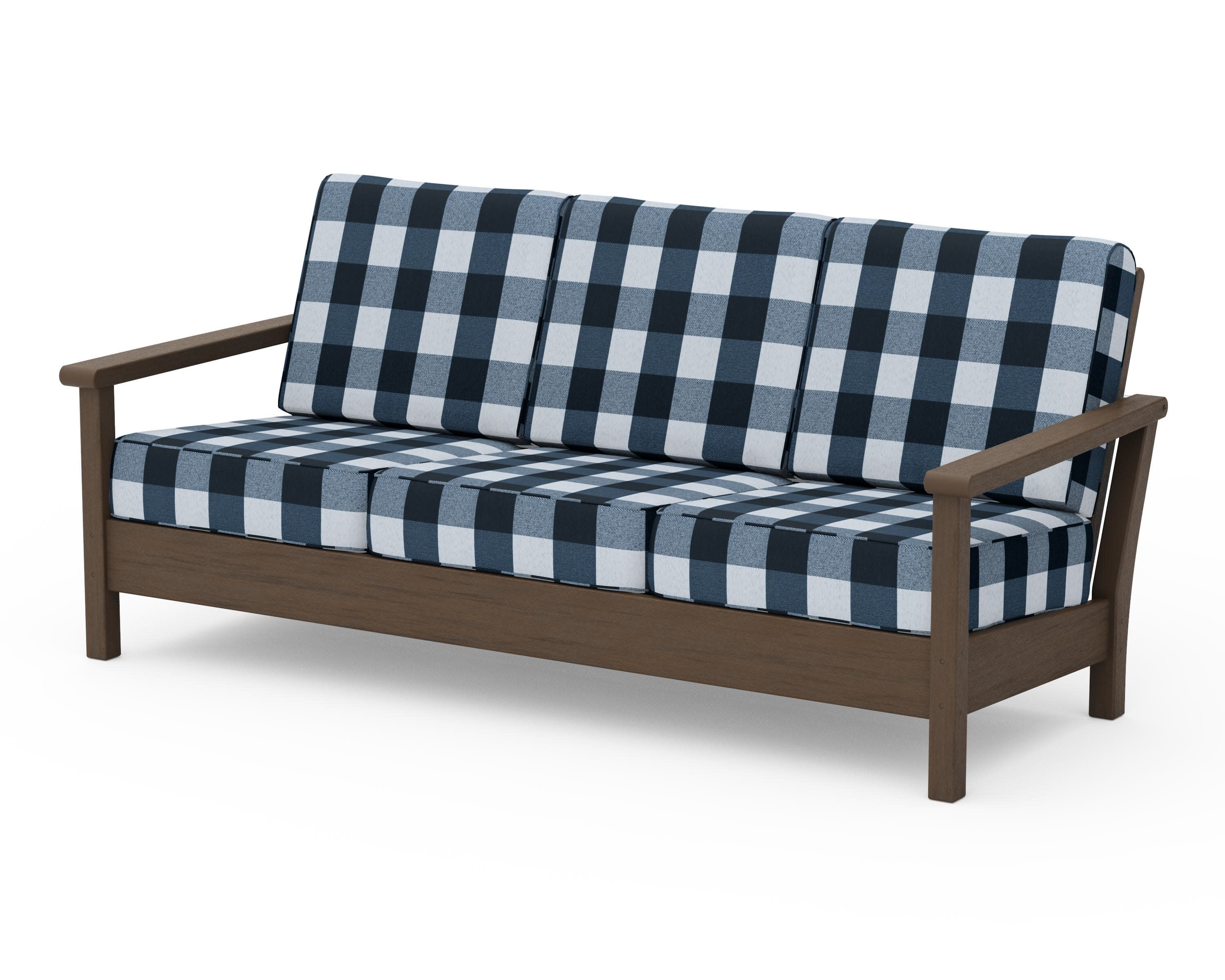 Harbour Deep Seating Sofa in Kona / Buffalo Plaid Marine Indigo