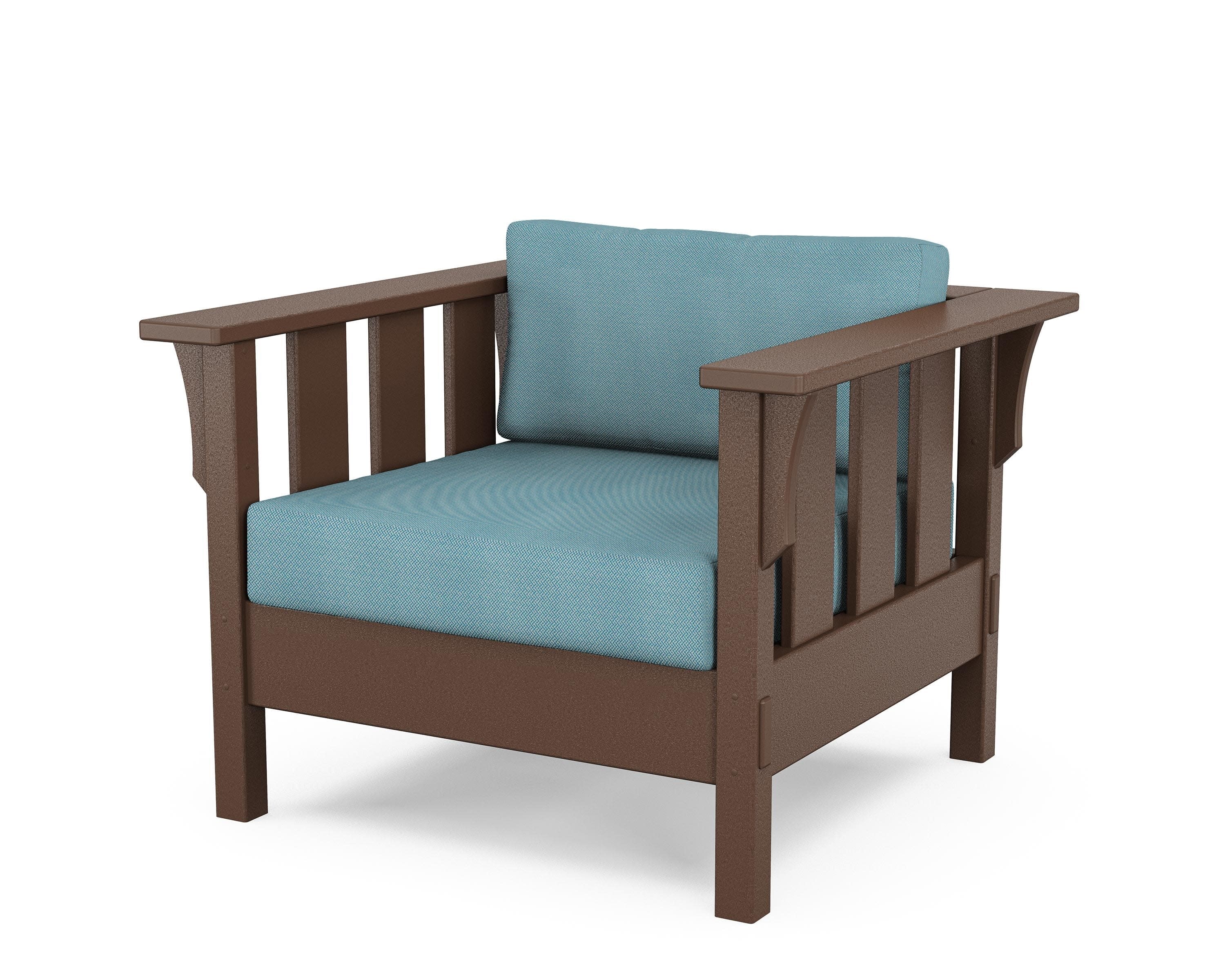 Acadia Deep Seating Chair in Mahogany / Lattice Sky Blue