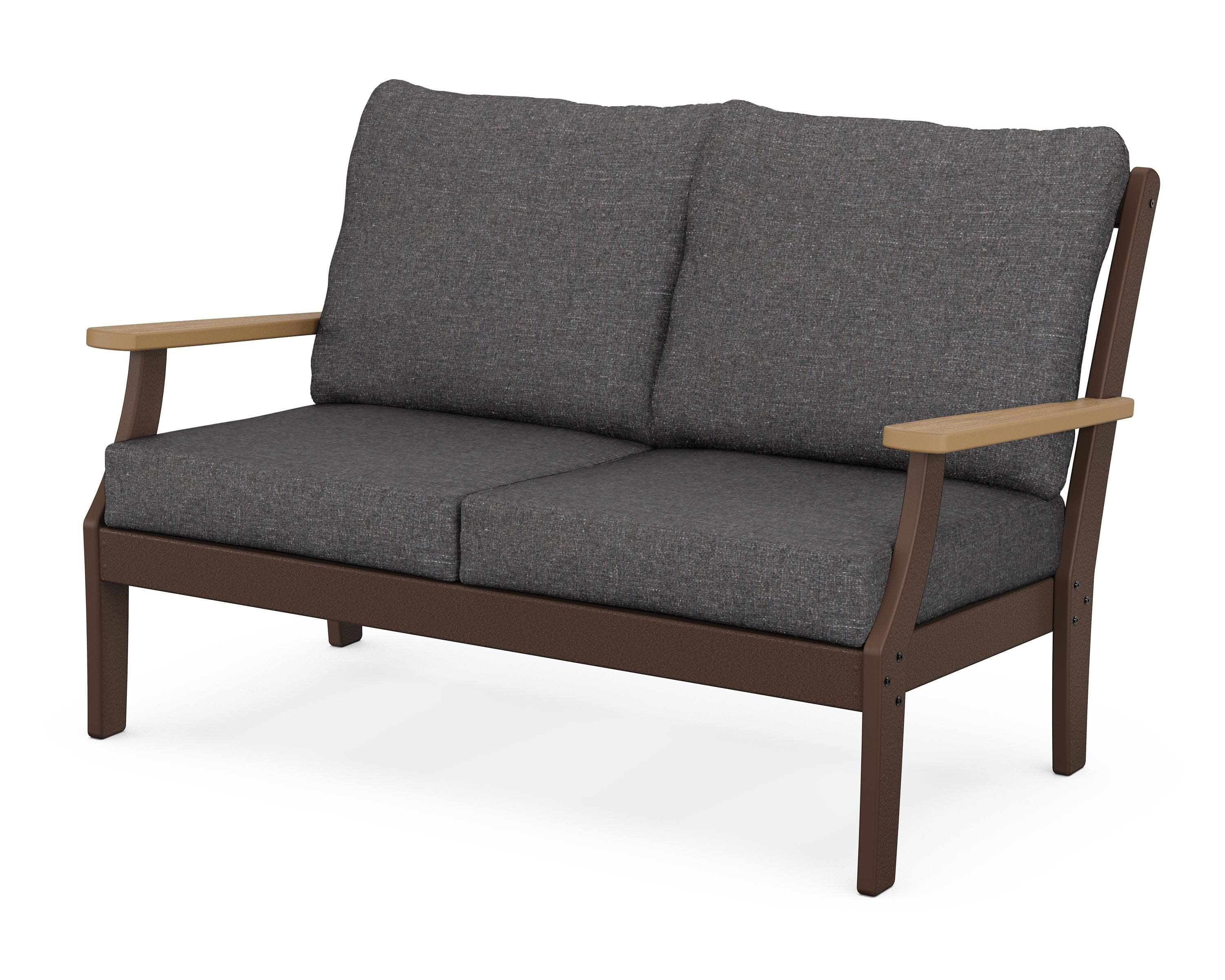 Braxton Deep Seating Loveseat in Mahogany / Natural / Ash Charcoal
