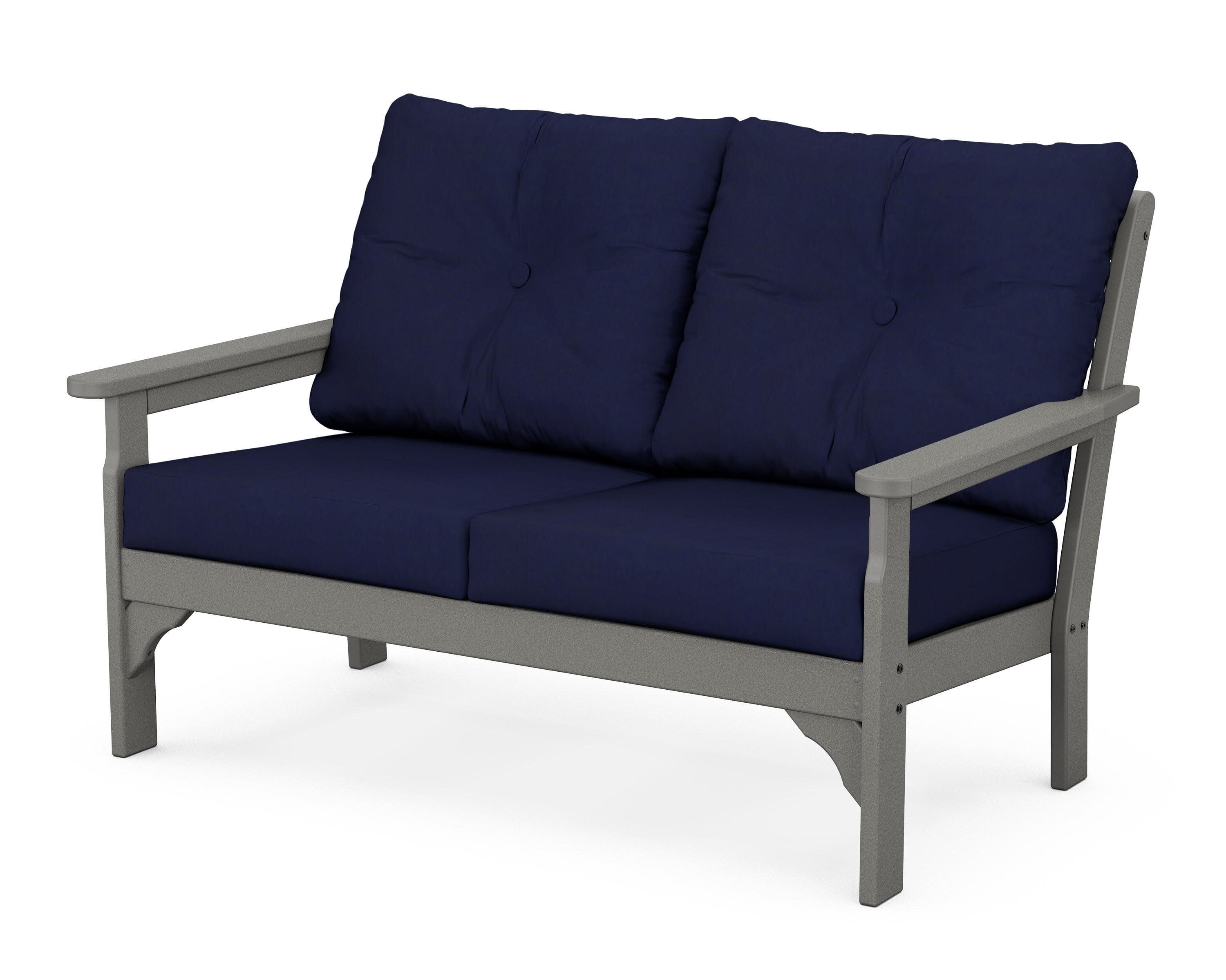 Vineyard Deep Seating Loveseat in Slate Grey / Navy