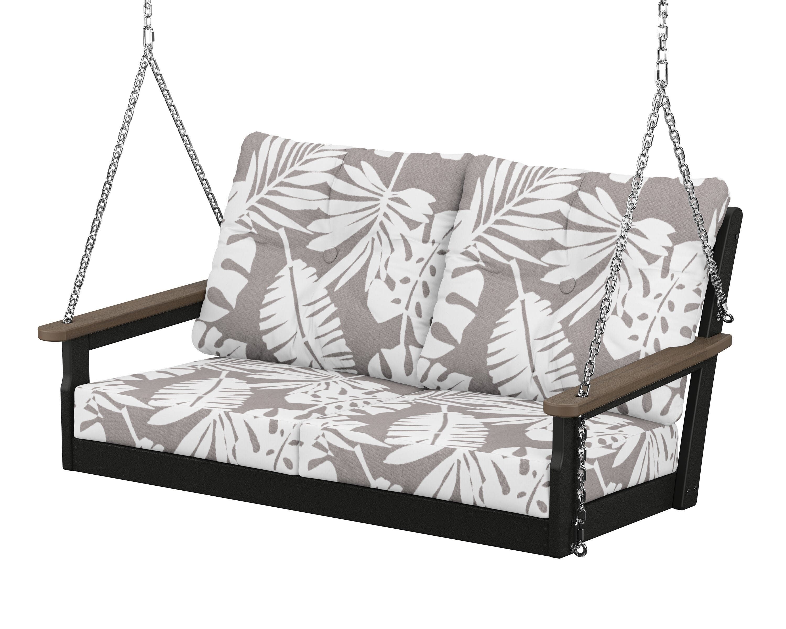 Vineyard Deep Seating Swing in Black / Kona / Leaf Grey Mist