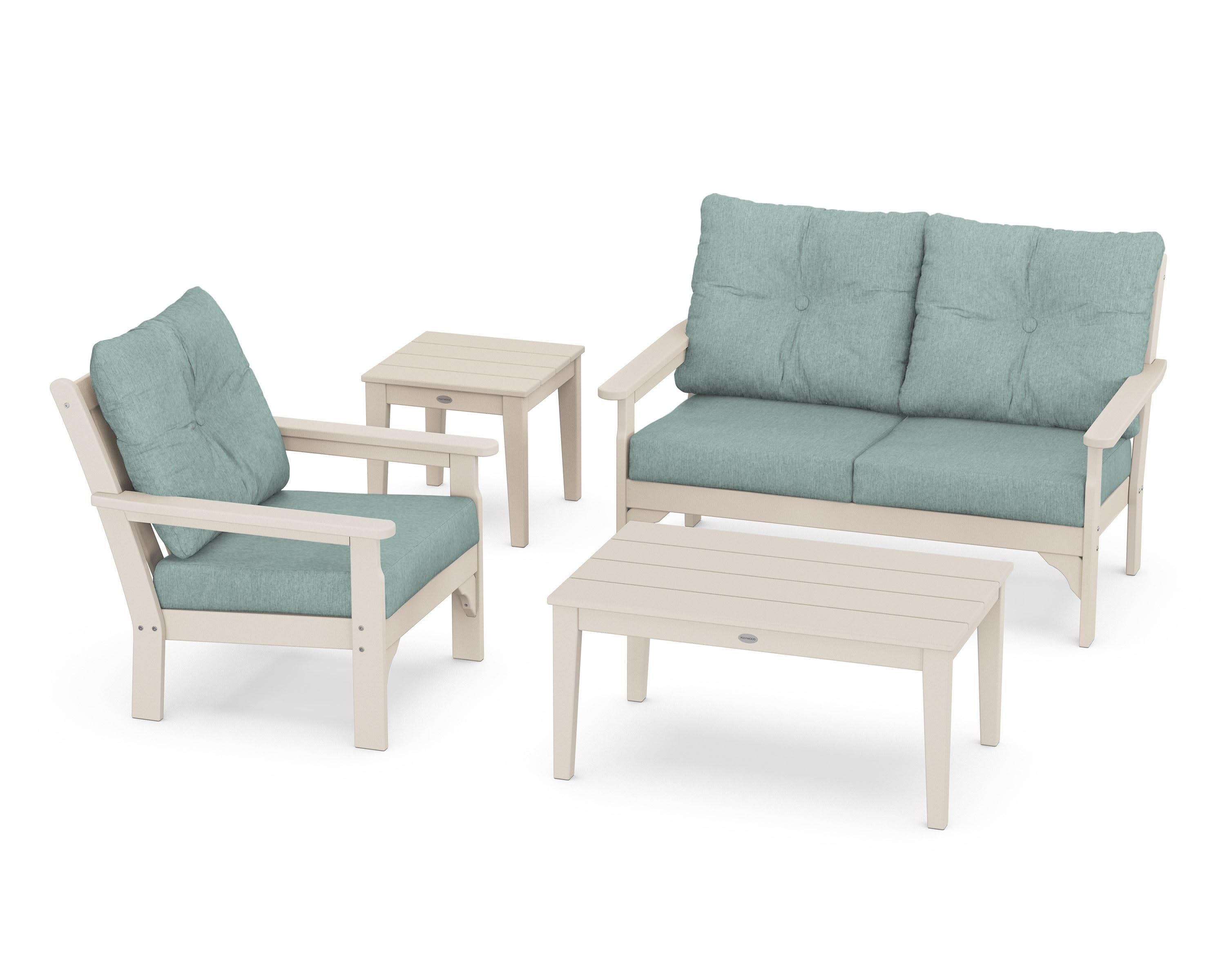 Vineyard 4-Piece Deep Seating Set in Sand / Glacier Spa