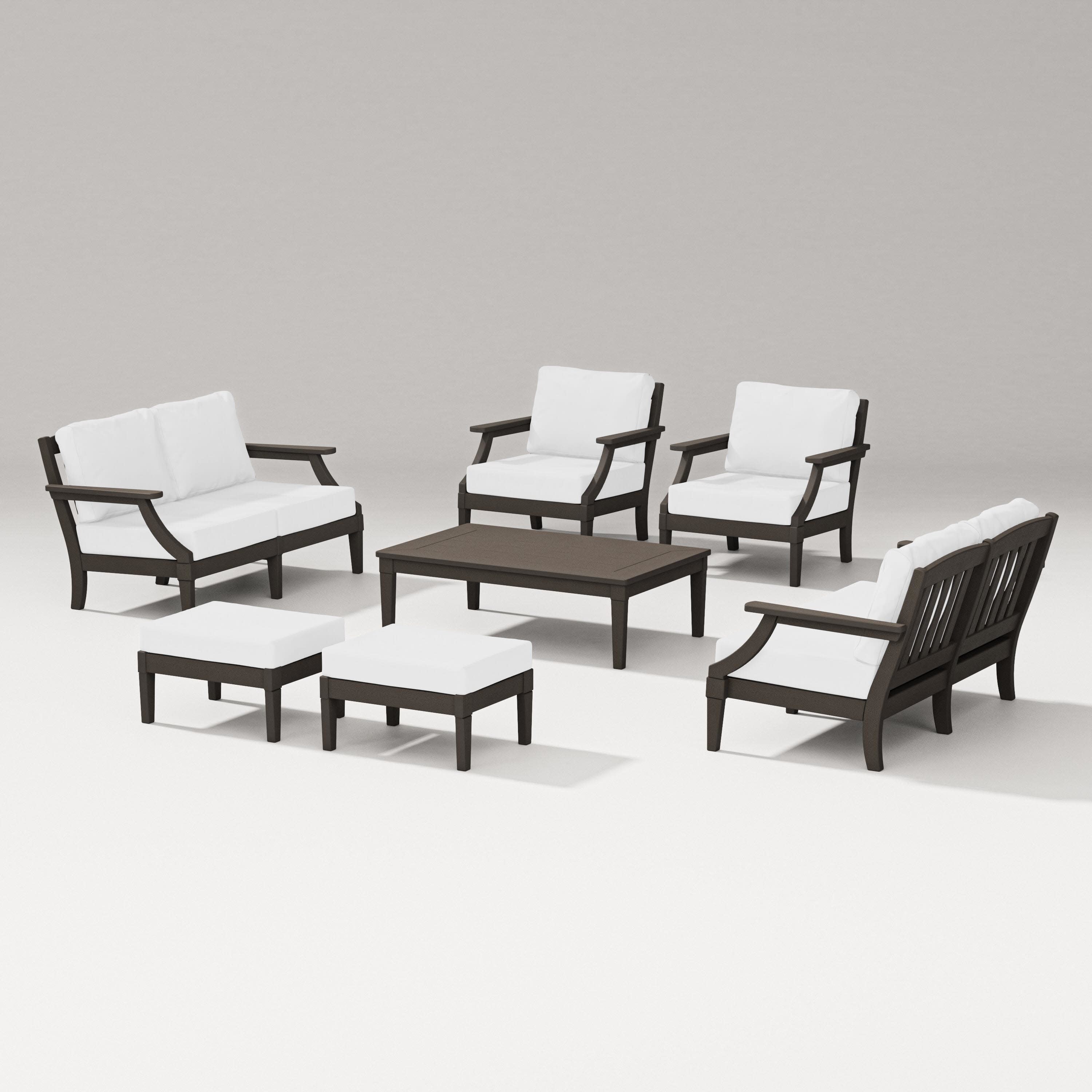 Estate 7-Piece Lounge Loveseat Set in Vintage Coffee / Natural