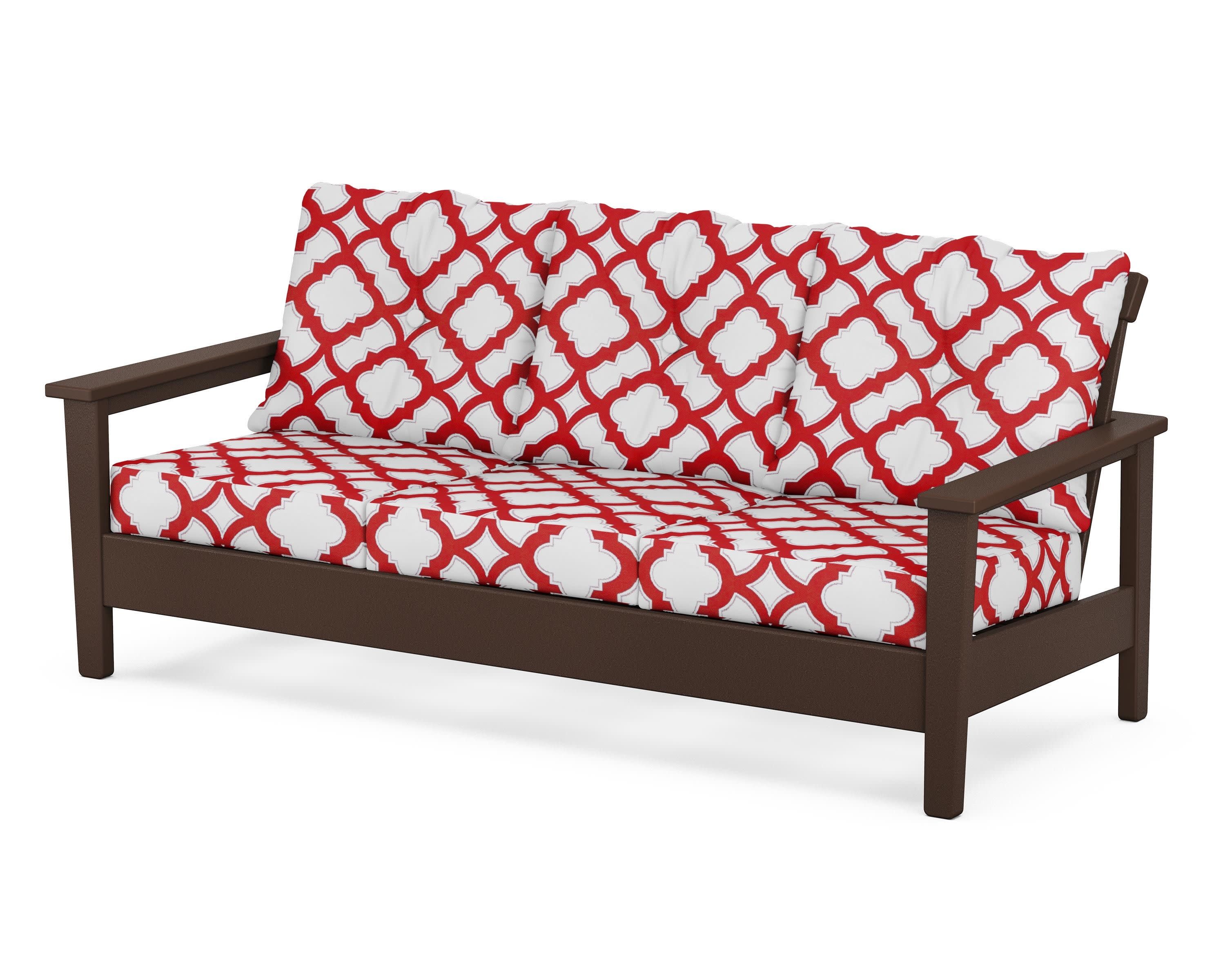 Prescott Deep Seating Sofa in Mahogany / Trellis Crimson