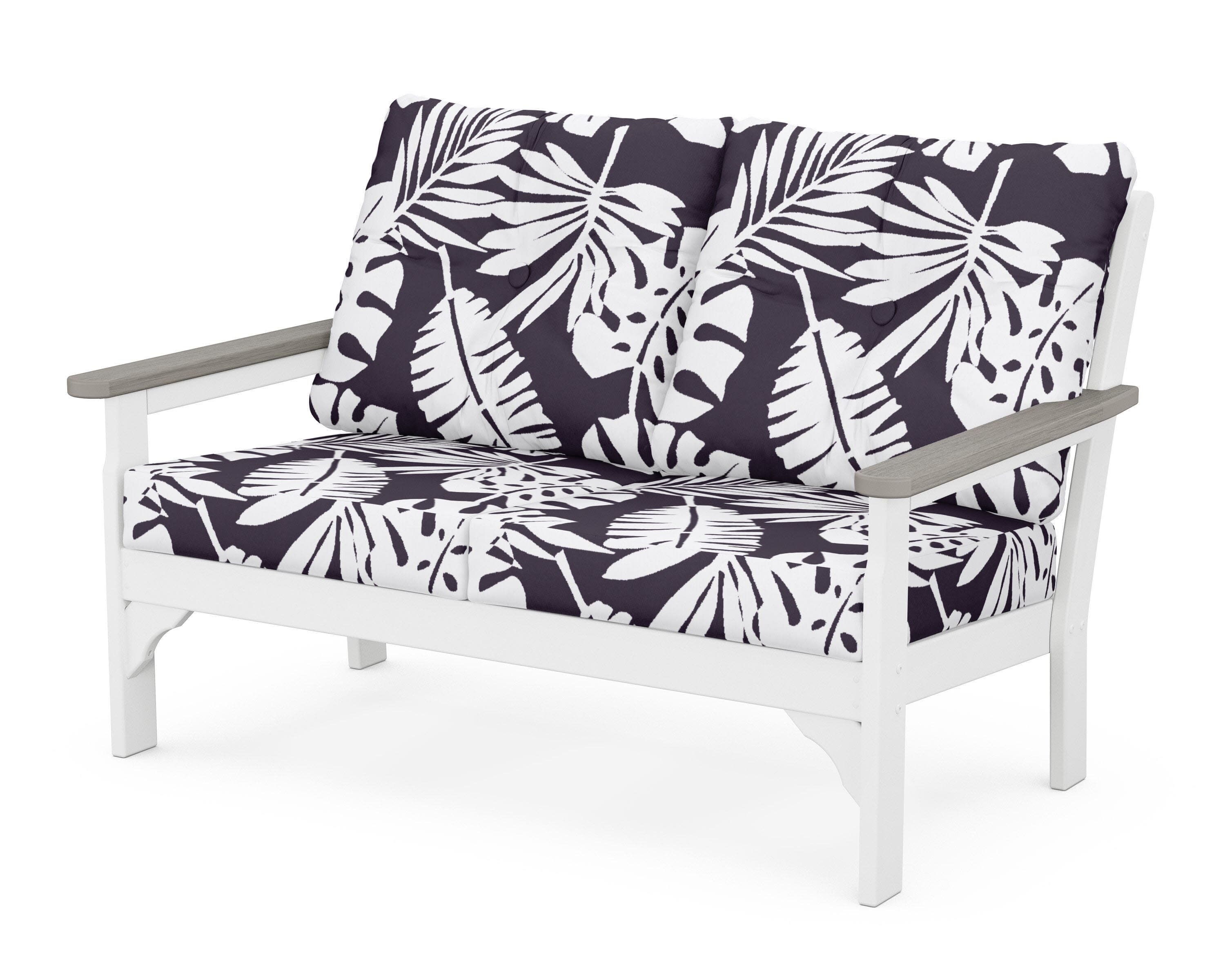 Vineyard Deep Seating Loveseat in White / Driftwood / Leaf Navy