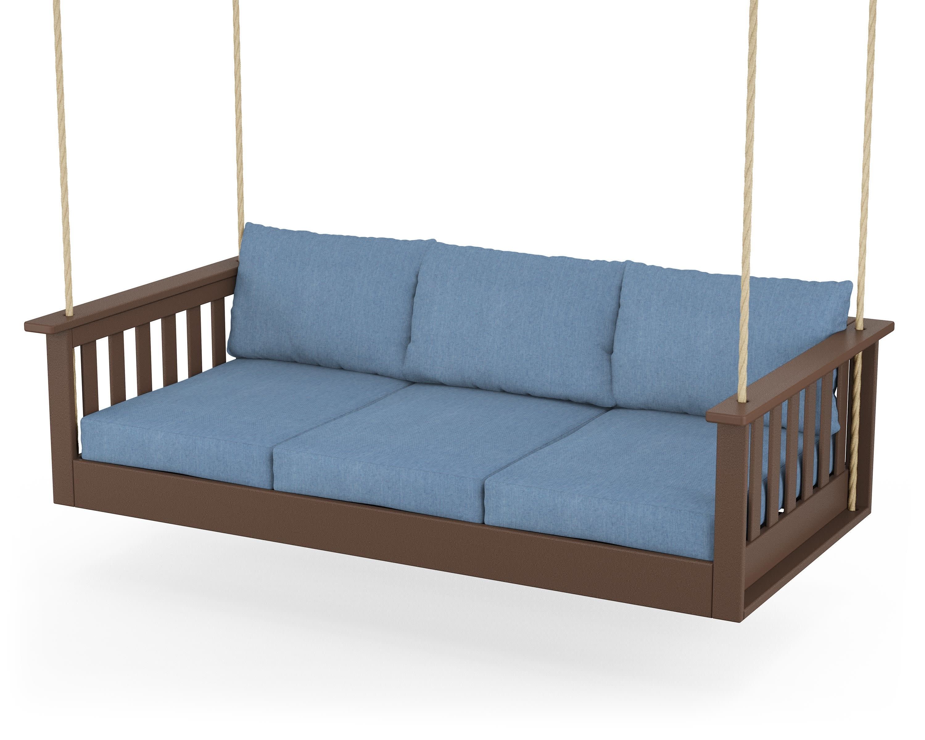 Vineyard Daybed Swing in Mahogany / Sky Blue