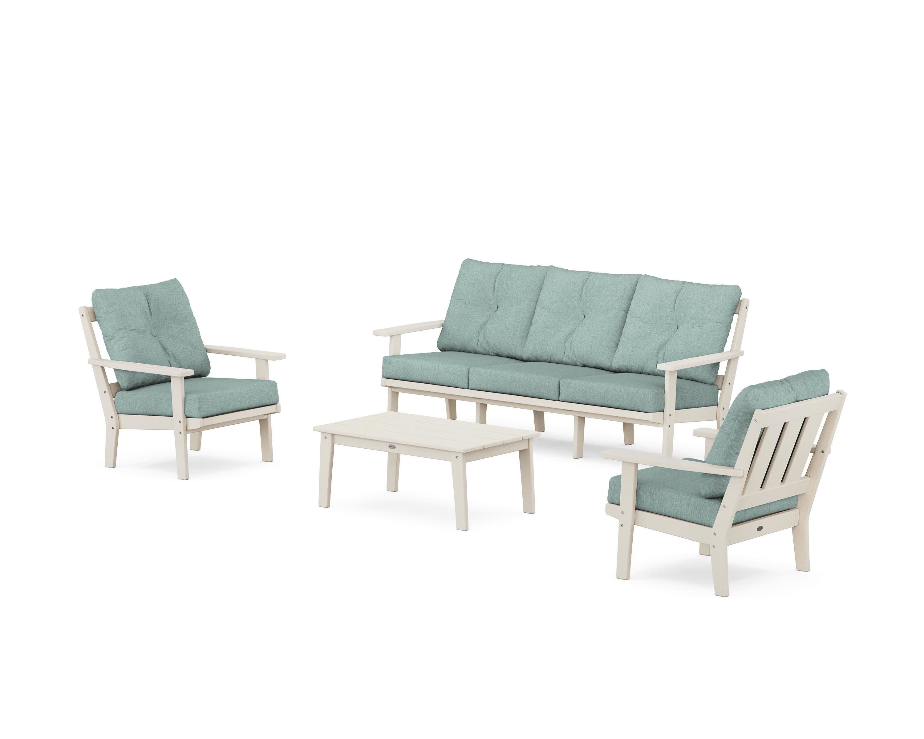 Oxford 4-Piece Deep Seating Set with Sofa in Sand / Glacier Spa