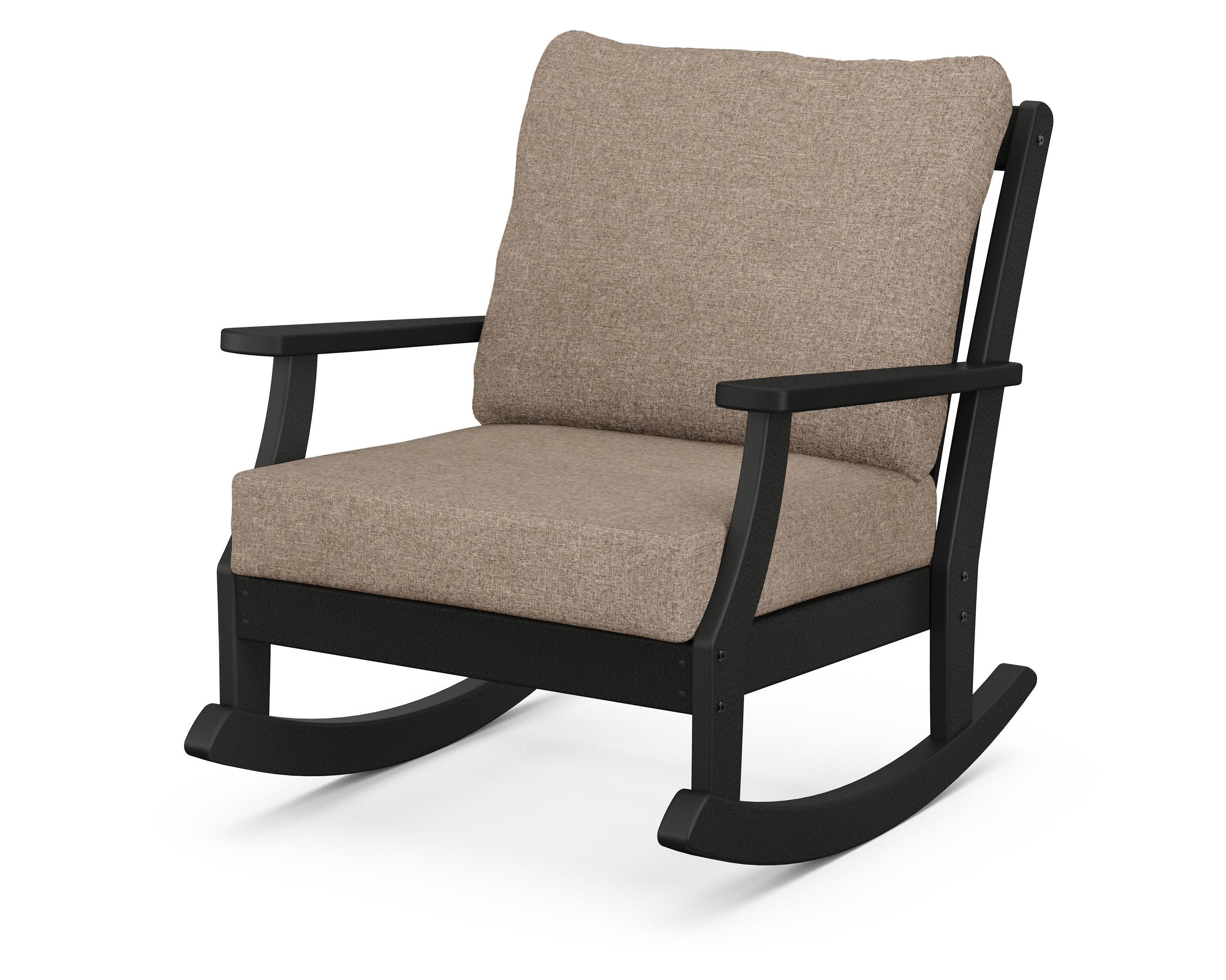 Braxton Deep Seating Rocking Chair in Black / Spiced Burlap