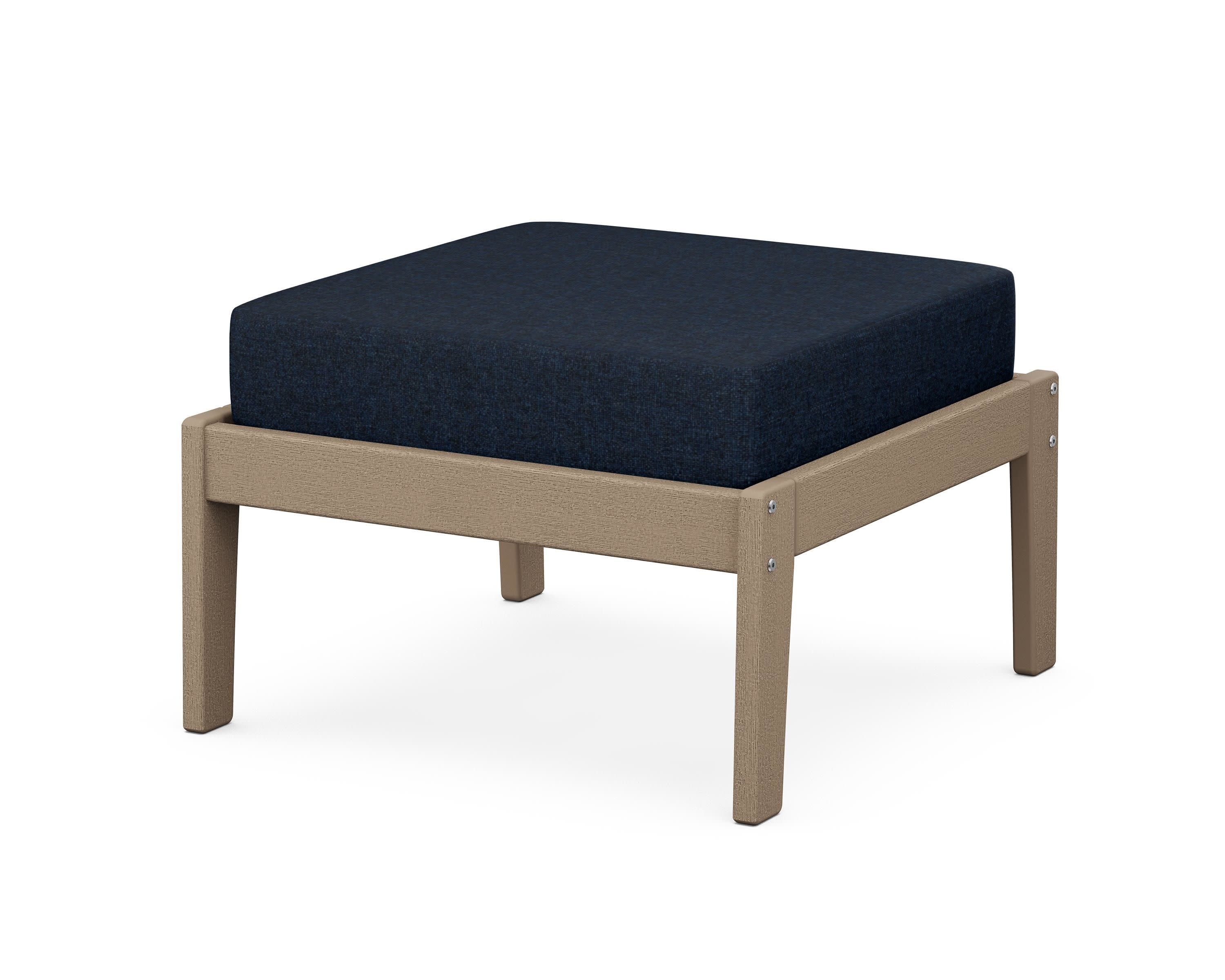 Deep Seating Ottoman in Vintage Sahara / Marine Indigo