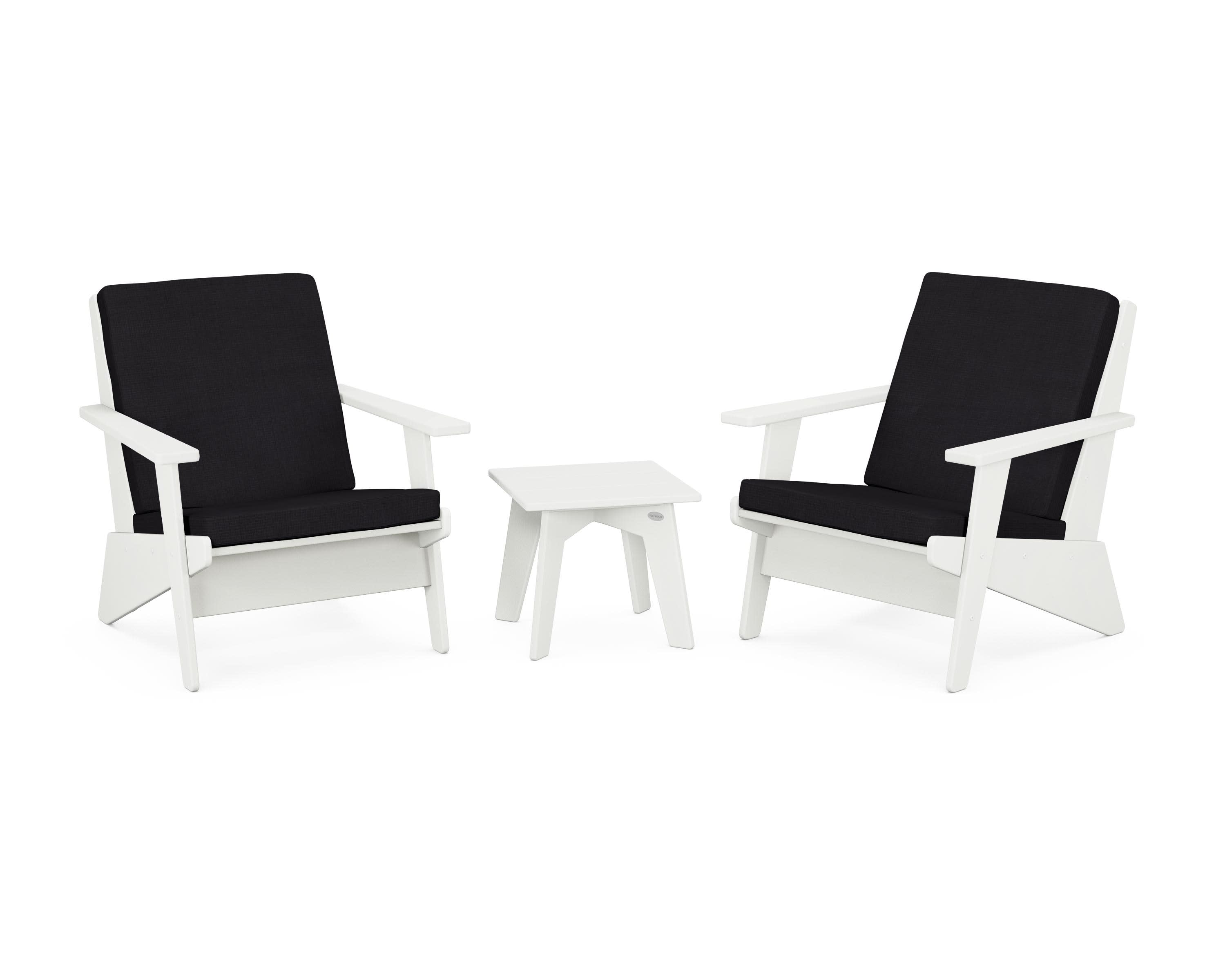 Riviera Modern Lounge 3-Piece Set in Vintage White / Midnight Linen