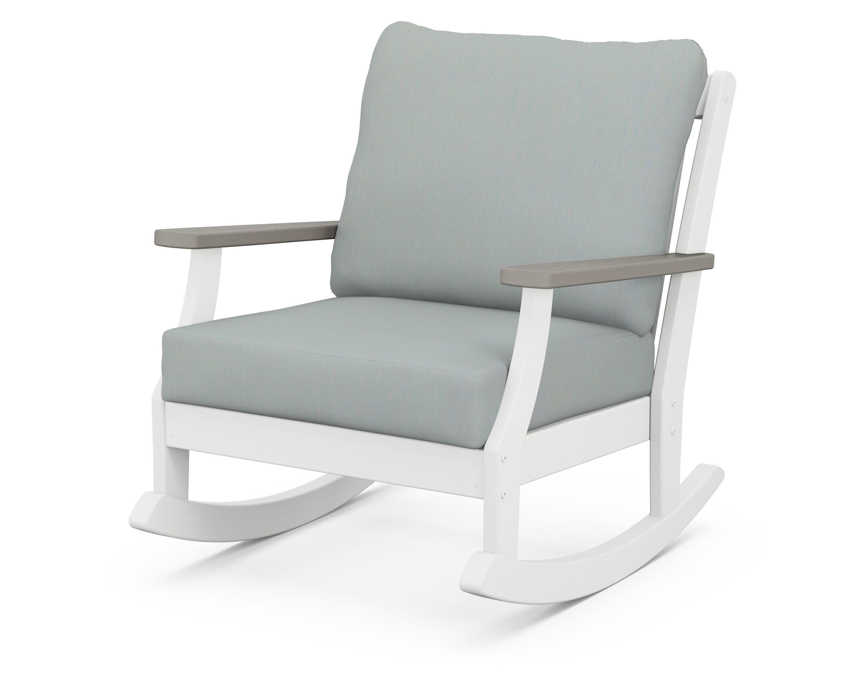 Braxton Deep Seating Rocking Chair in White / Driftwood / Spa