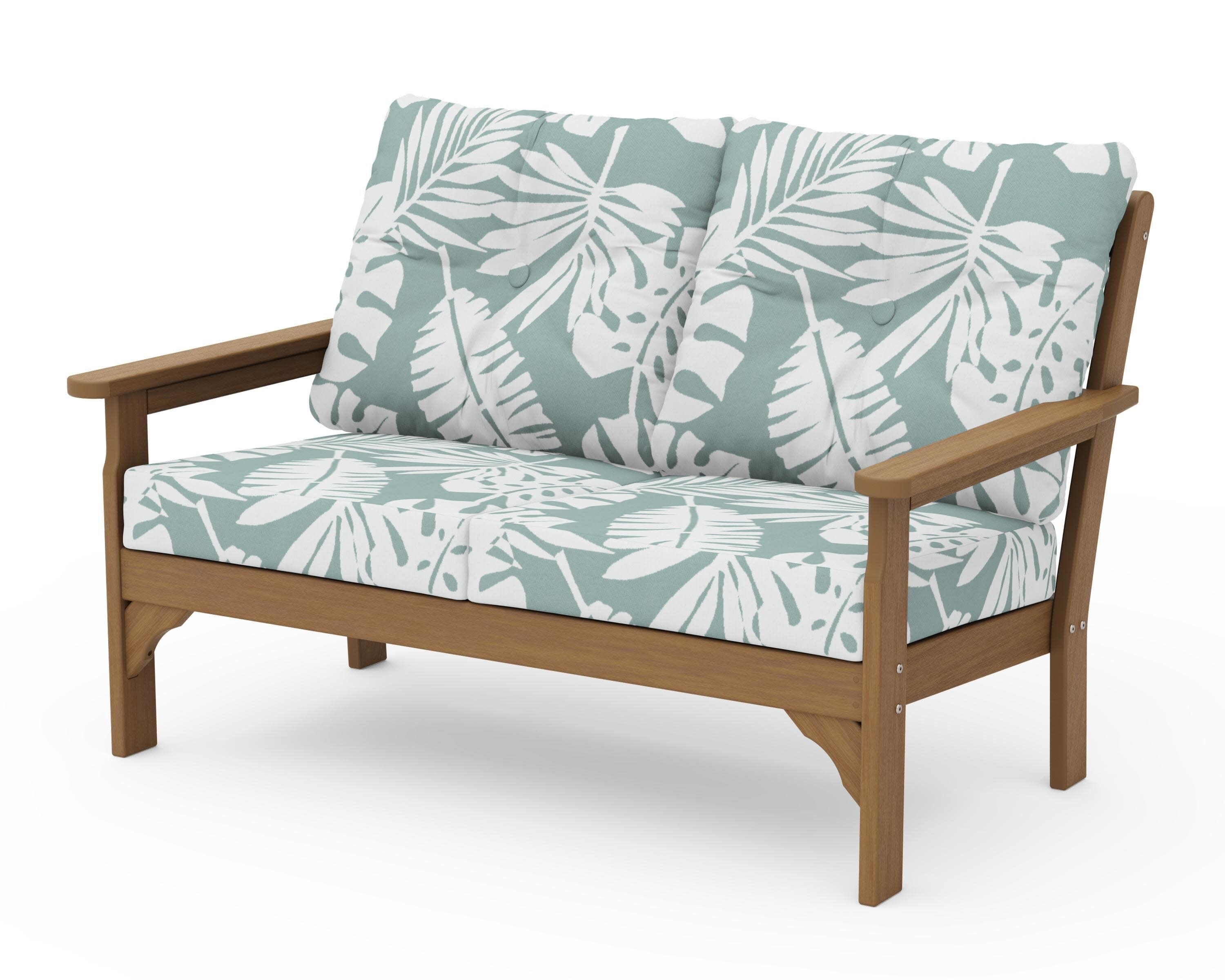Vineyard Deep Seating Loveseat in Natural / Leaf Glacier Spa