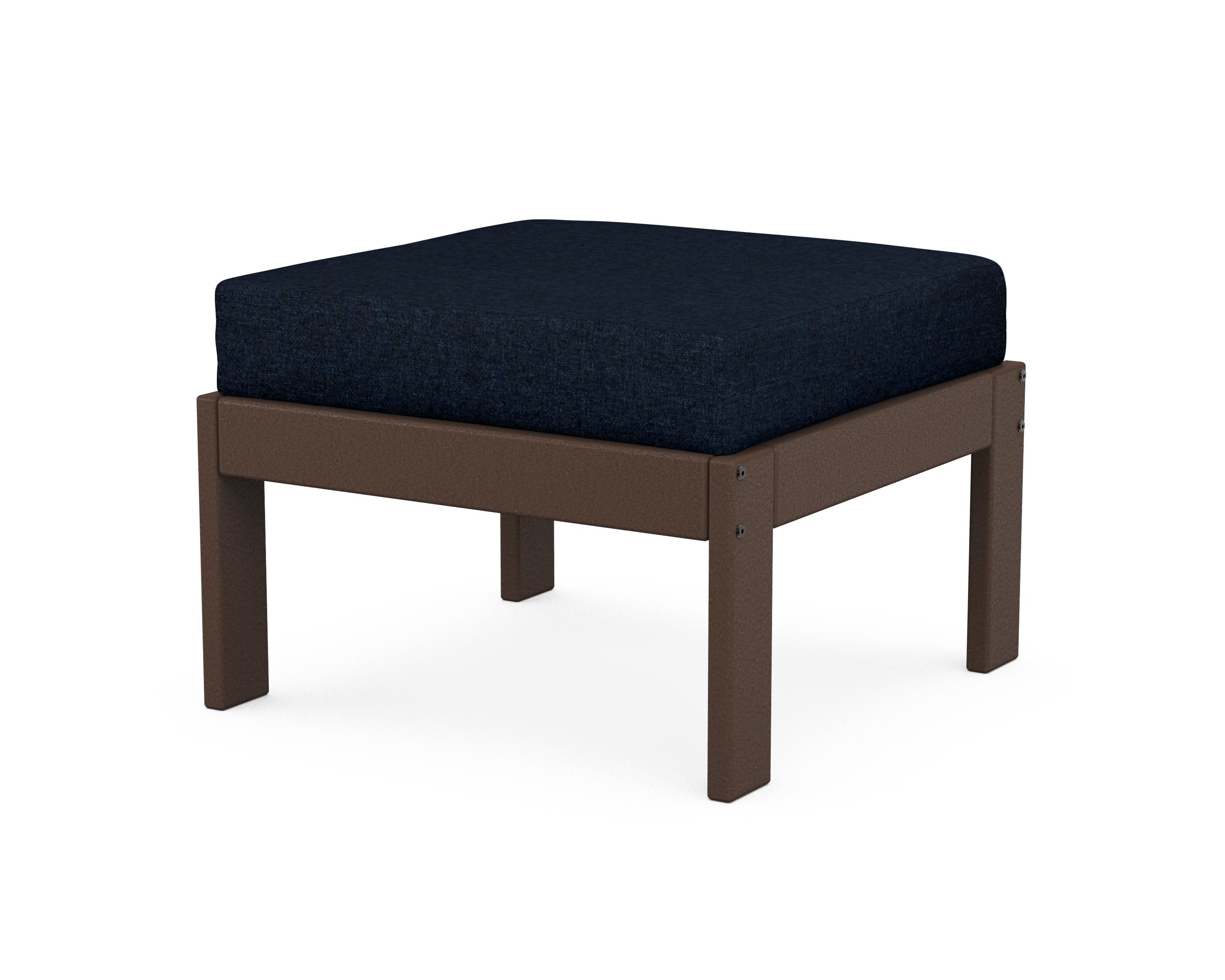 Vineyard Modular Ottoman in Mahogany / Marine Indigo