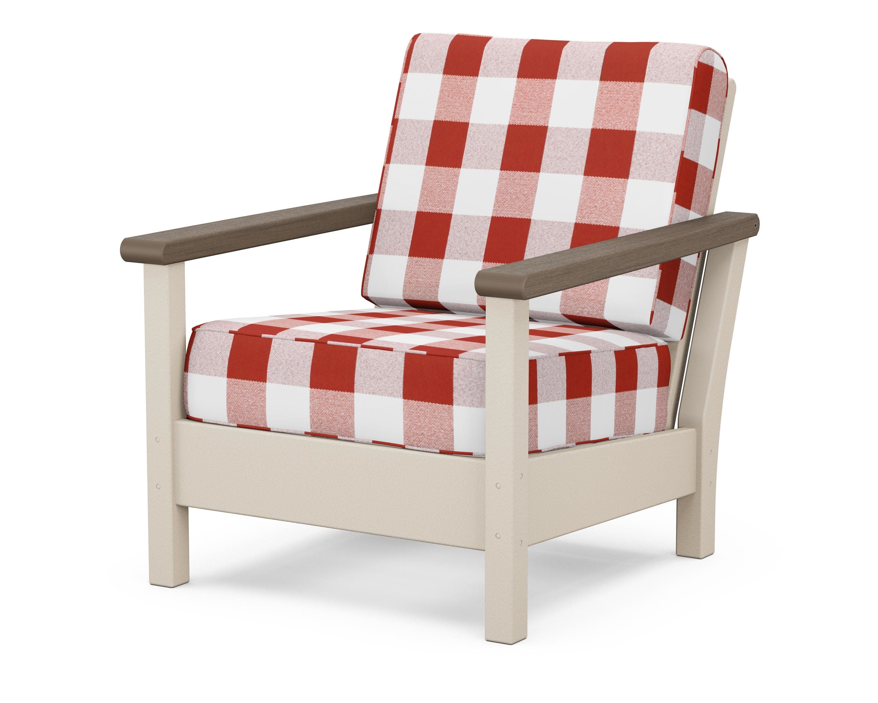 Harbour Deep Seating Chair in Sand / Kona / Buffalo Plaid Crimson