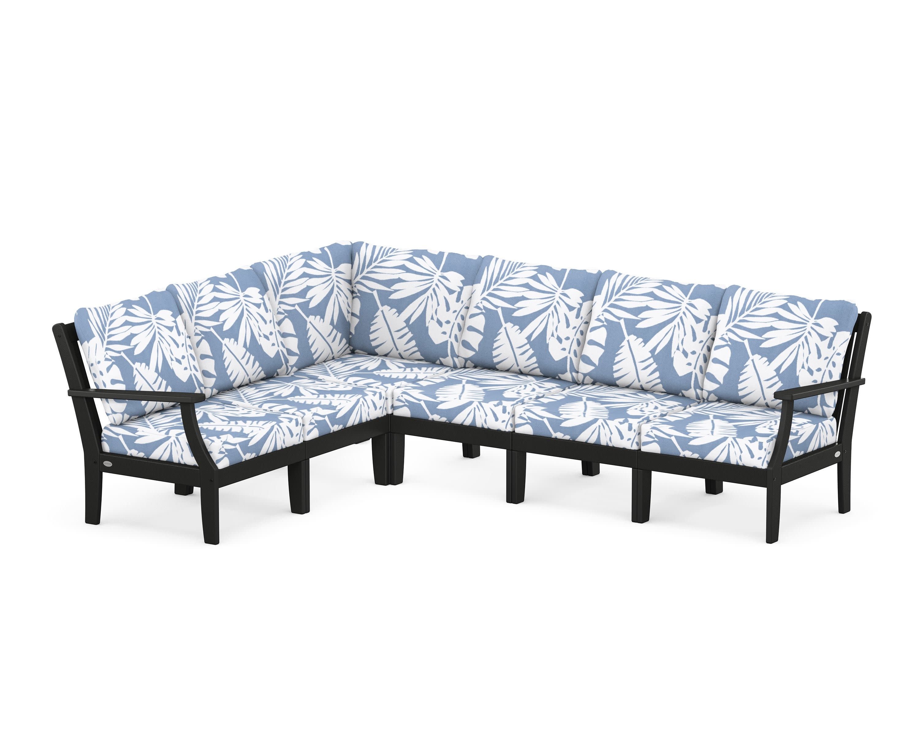 Braxton Modular 6-Piece Deep Seating Set in Black / Leaf Sky Blue