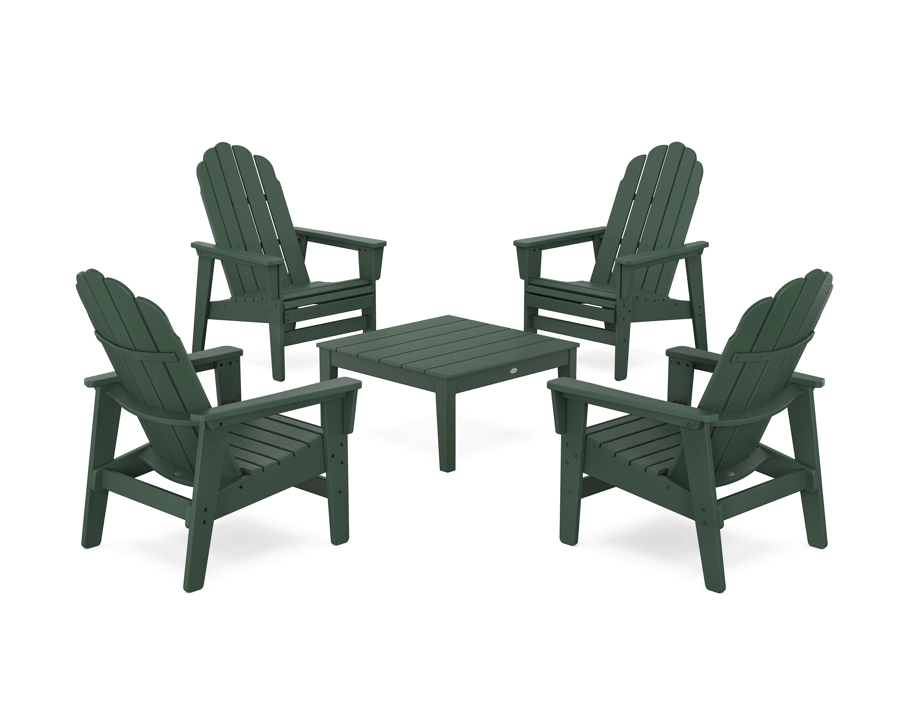5-Piece Vineyard Grand Upright Adirondack Chair Conversation Group in Green