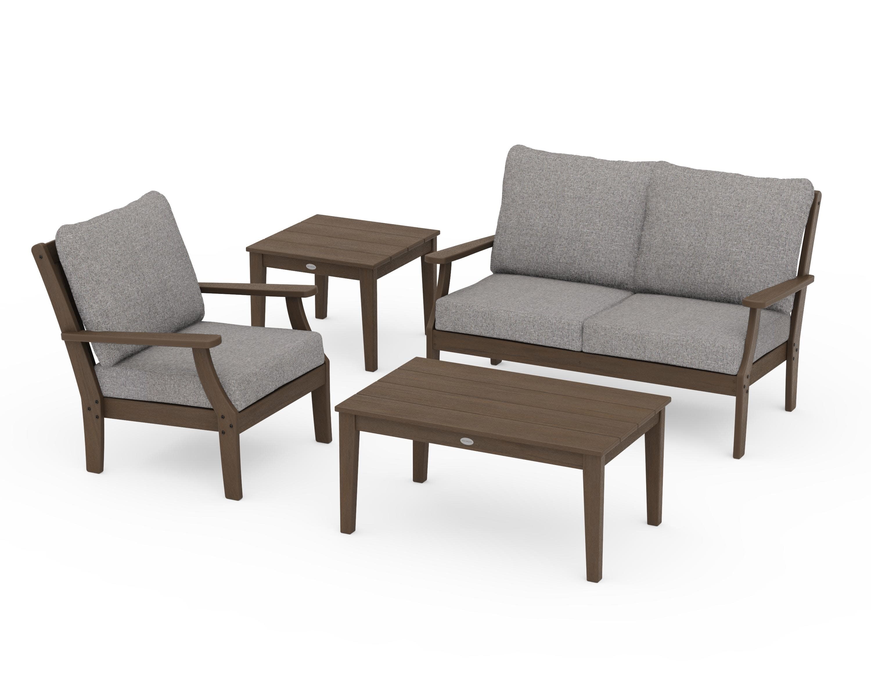 Braxton 4-Piece Deep Seating Set in Kona / Grey Mist