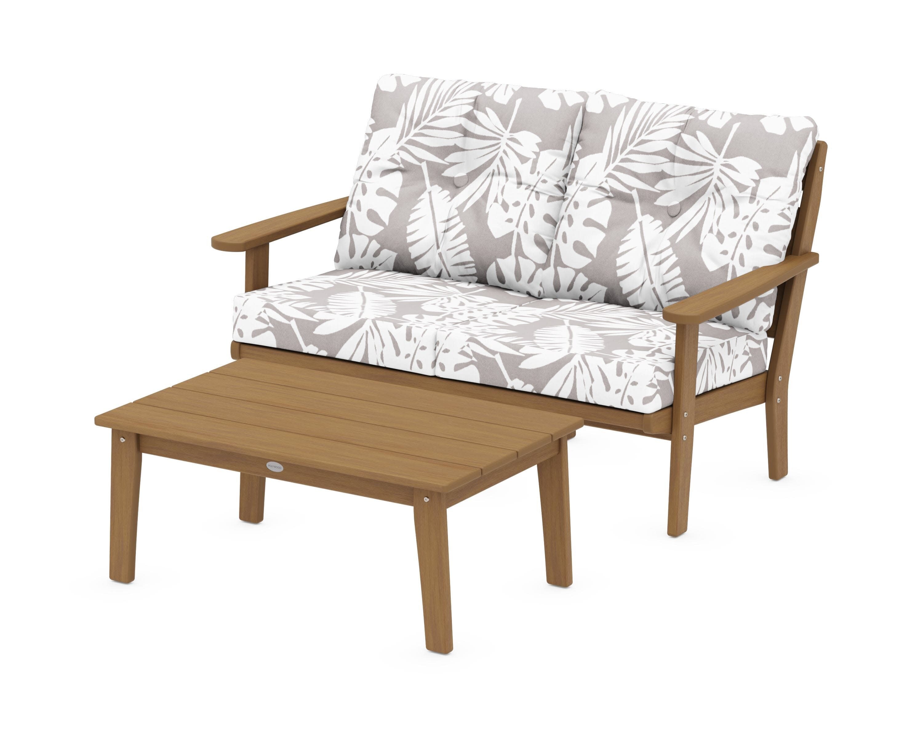 Lakeside 2-Piece Lounge Loveseat Set in Natural / Leaf Grey Mist