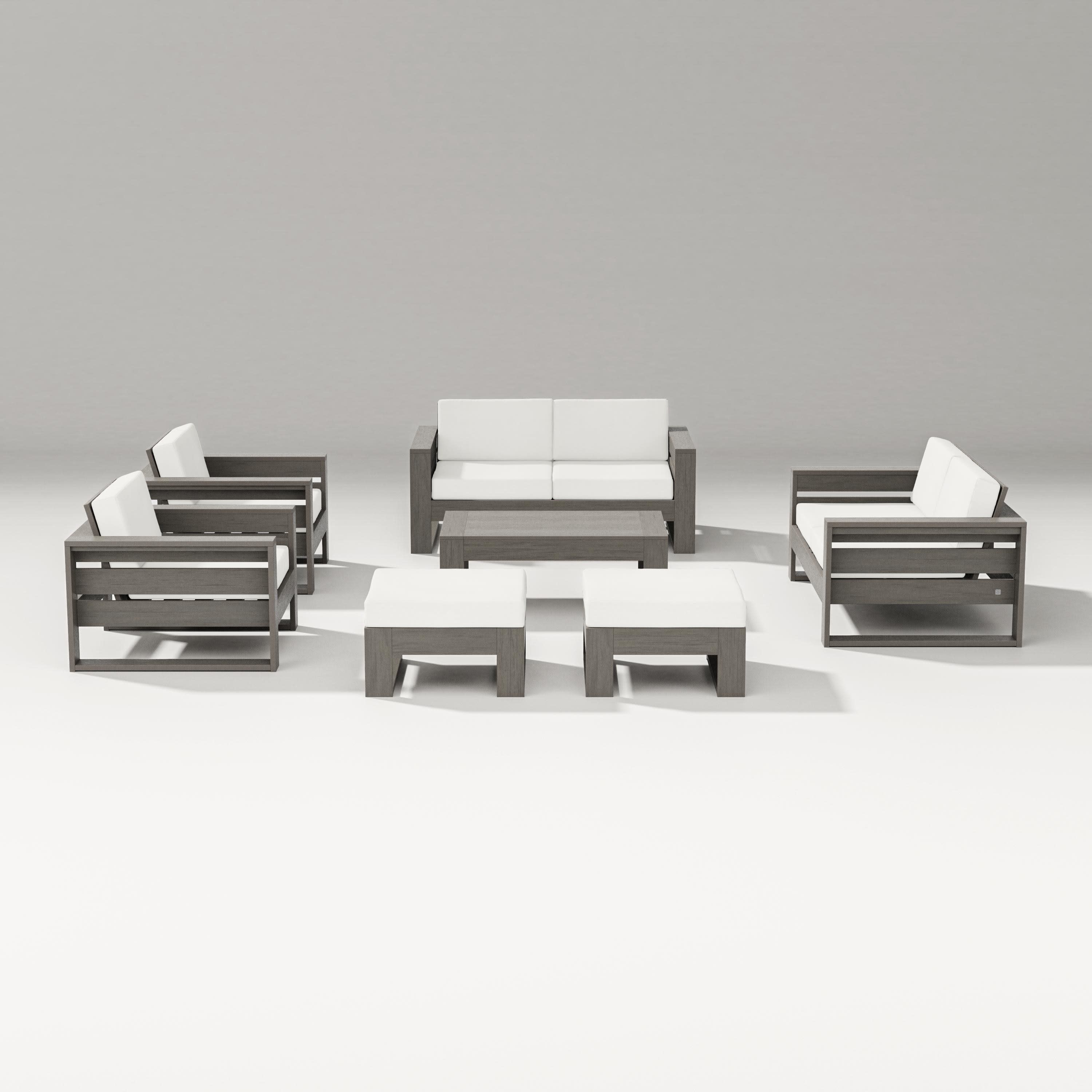 Latitude 7-Piece Lounge Loveseat Set in Driftwood / Natural Linen