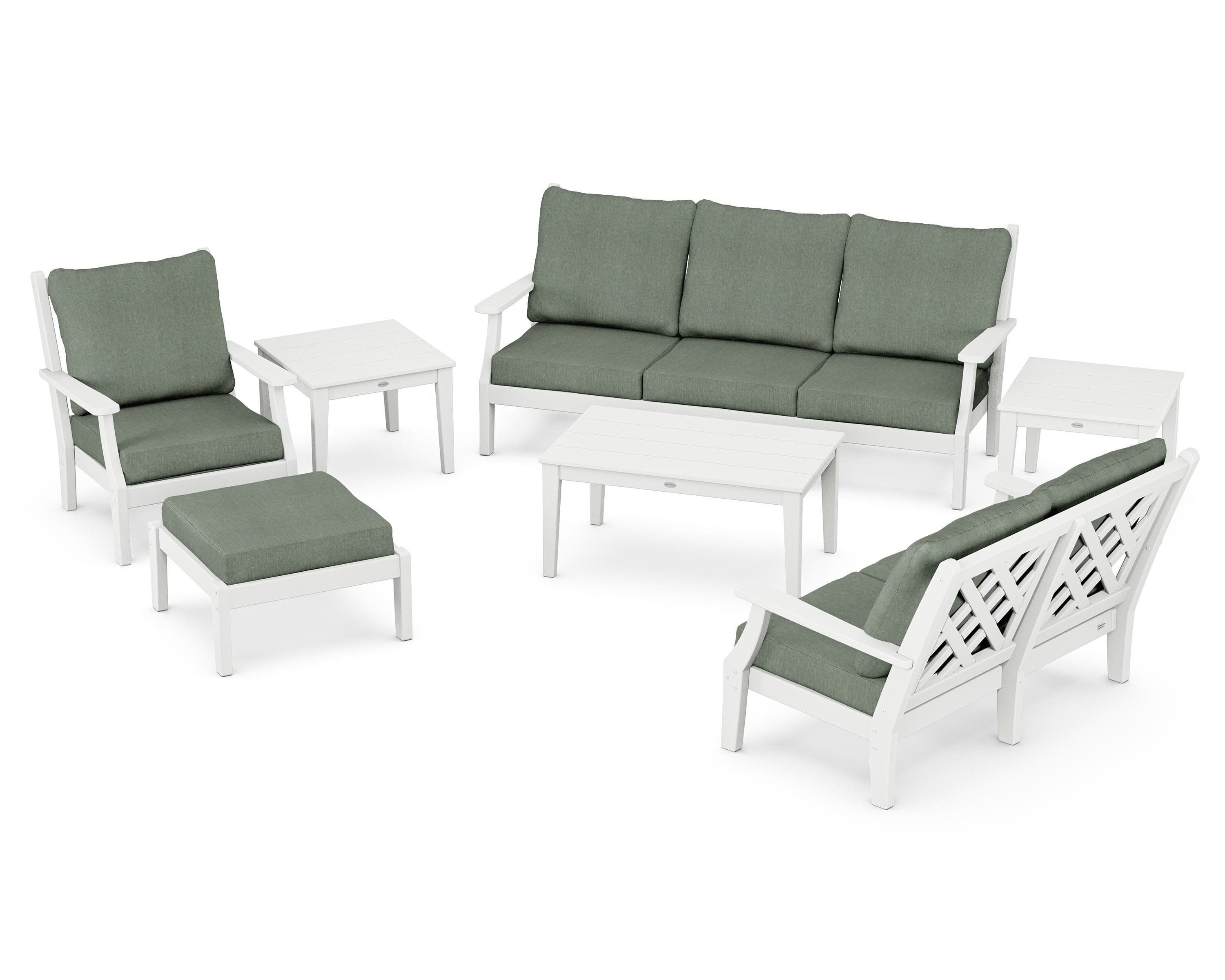 Wovendale 7-Piece Deep Seating Set in White / Cast Sage