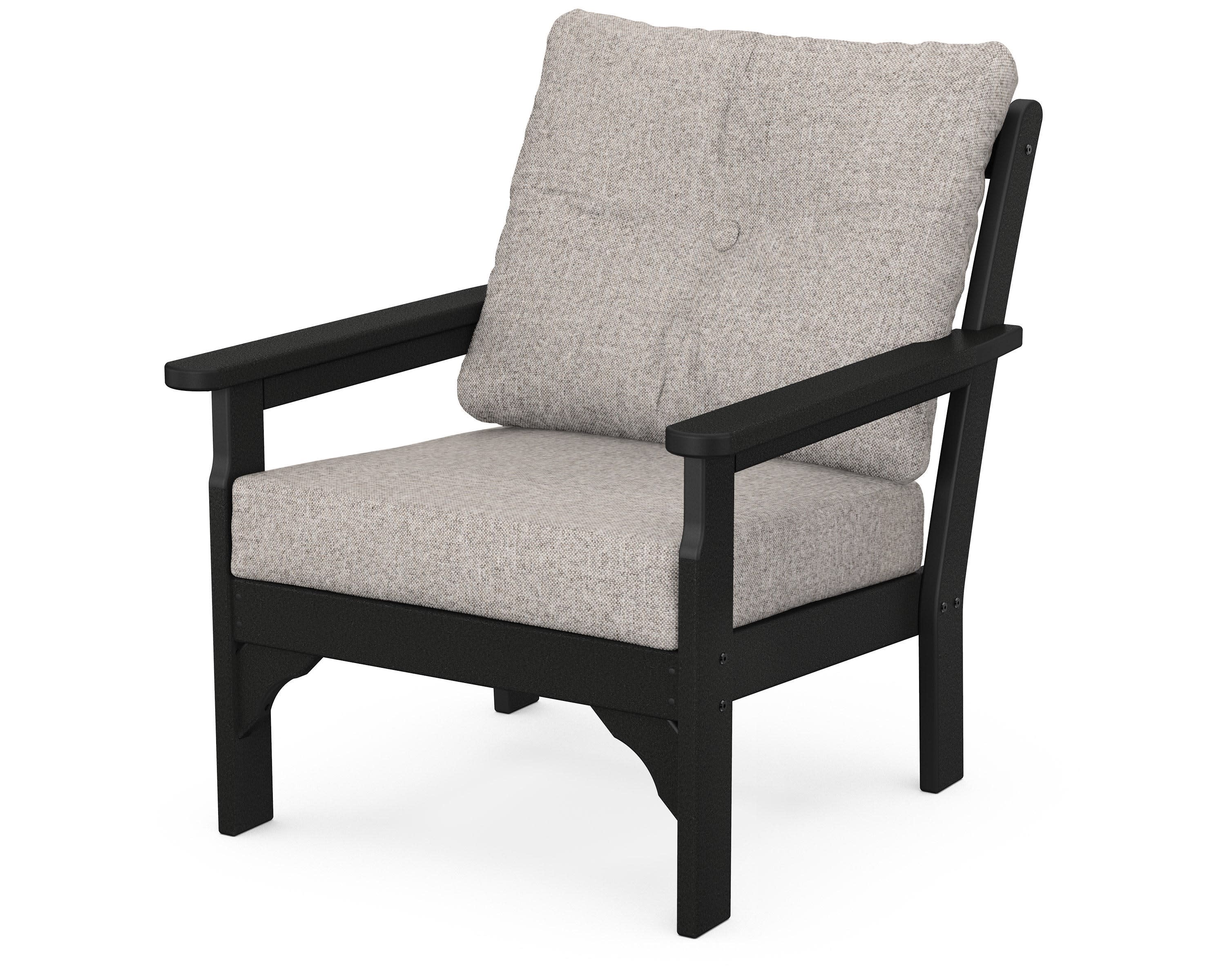 Vineyard Deep Seating Chair in Black / Weathered Tweed