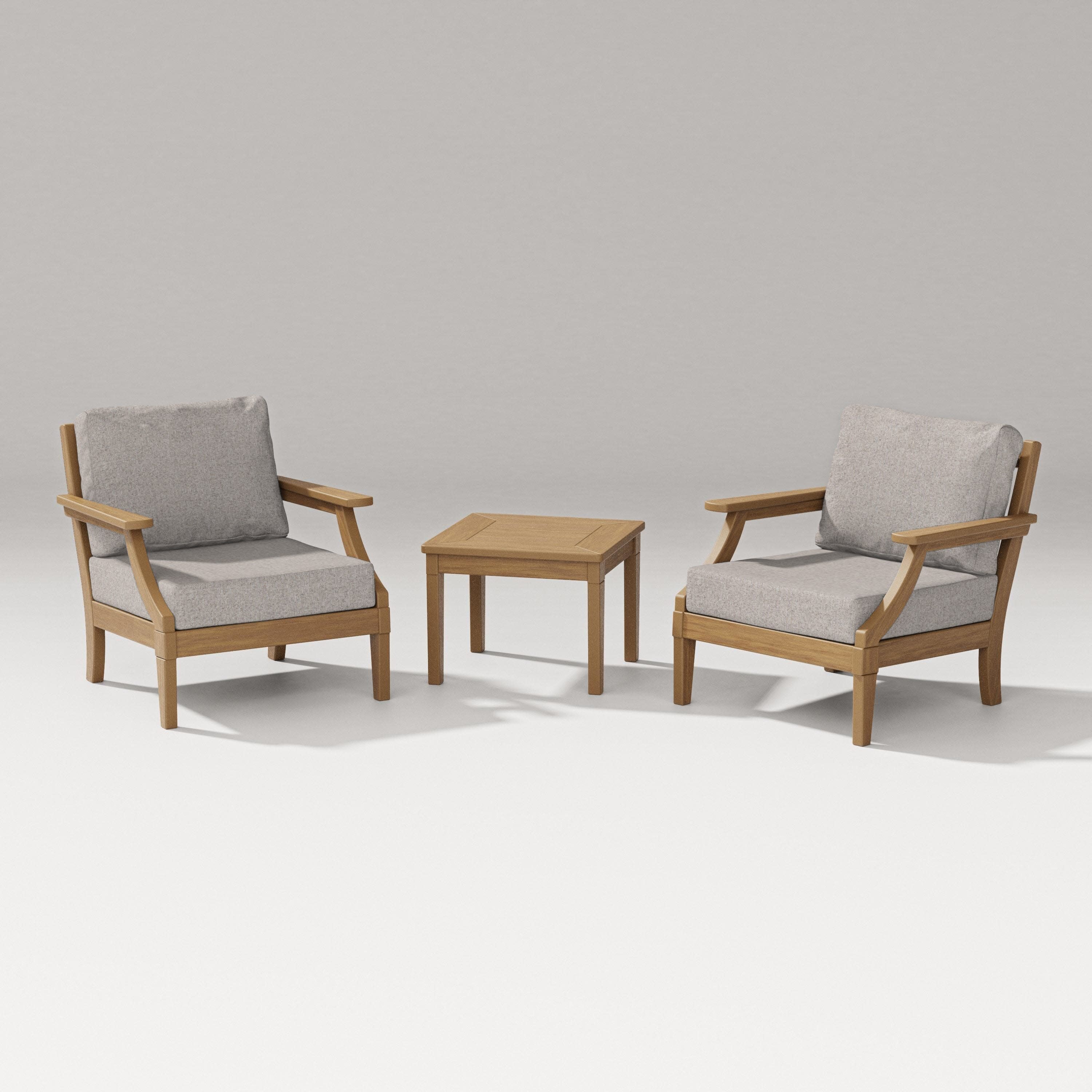 Estate 3-Piece Lounge Chair Set in Natural / Weathered Tweed