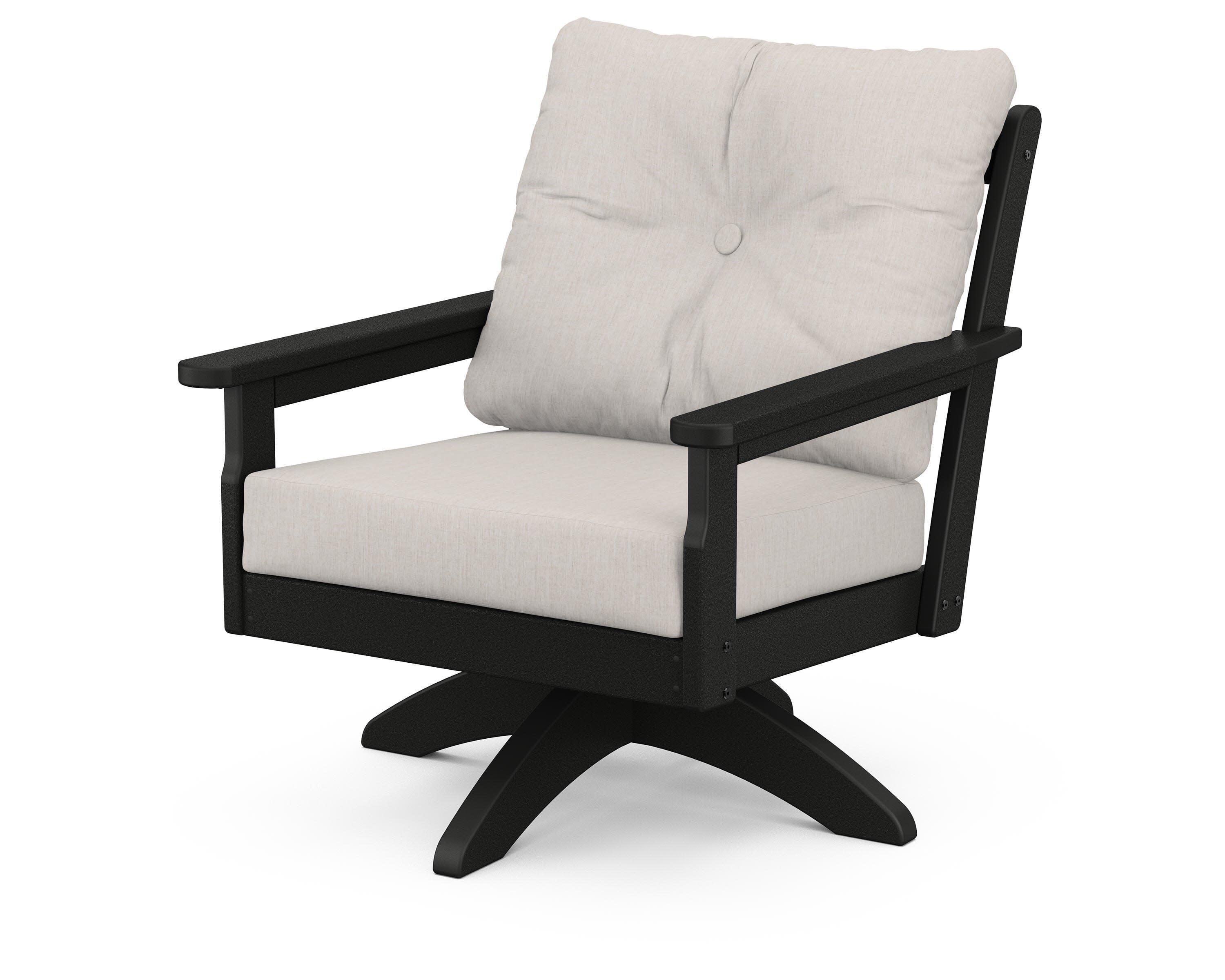 Vineyard Deep Seating Swivel Chair in Black / Cast Ash