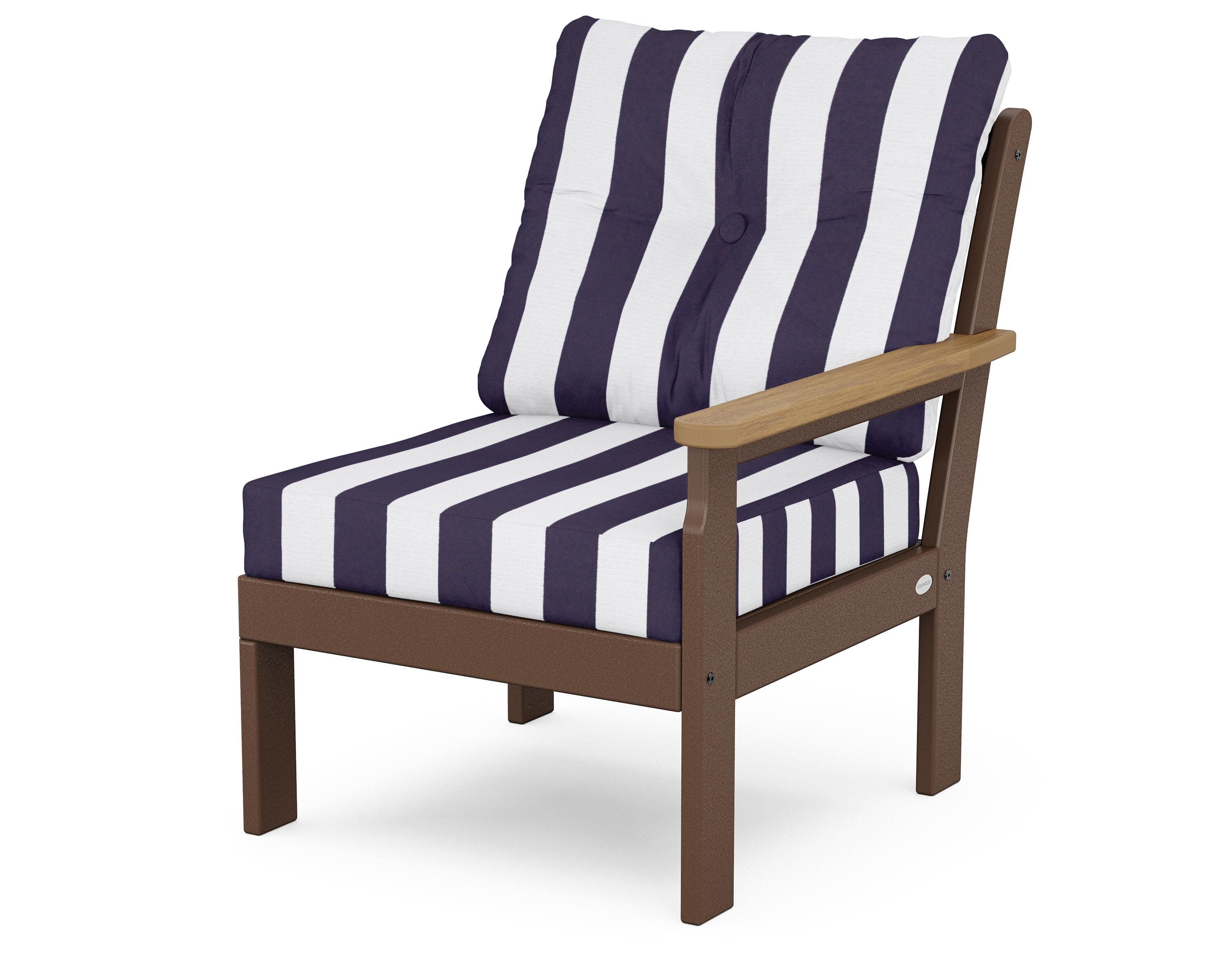 Vineyard Modular Right Arm Chair in Mahogany / Natural / Cabana Stripe Navy