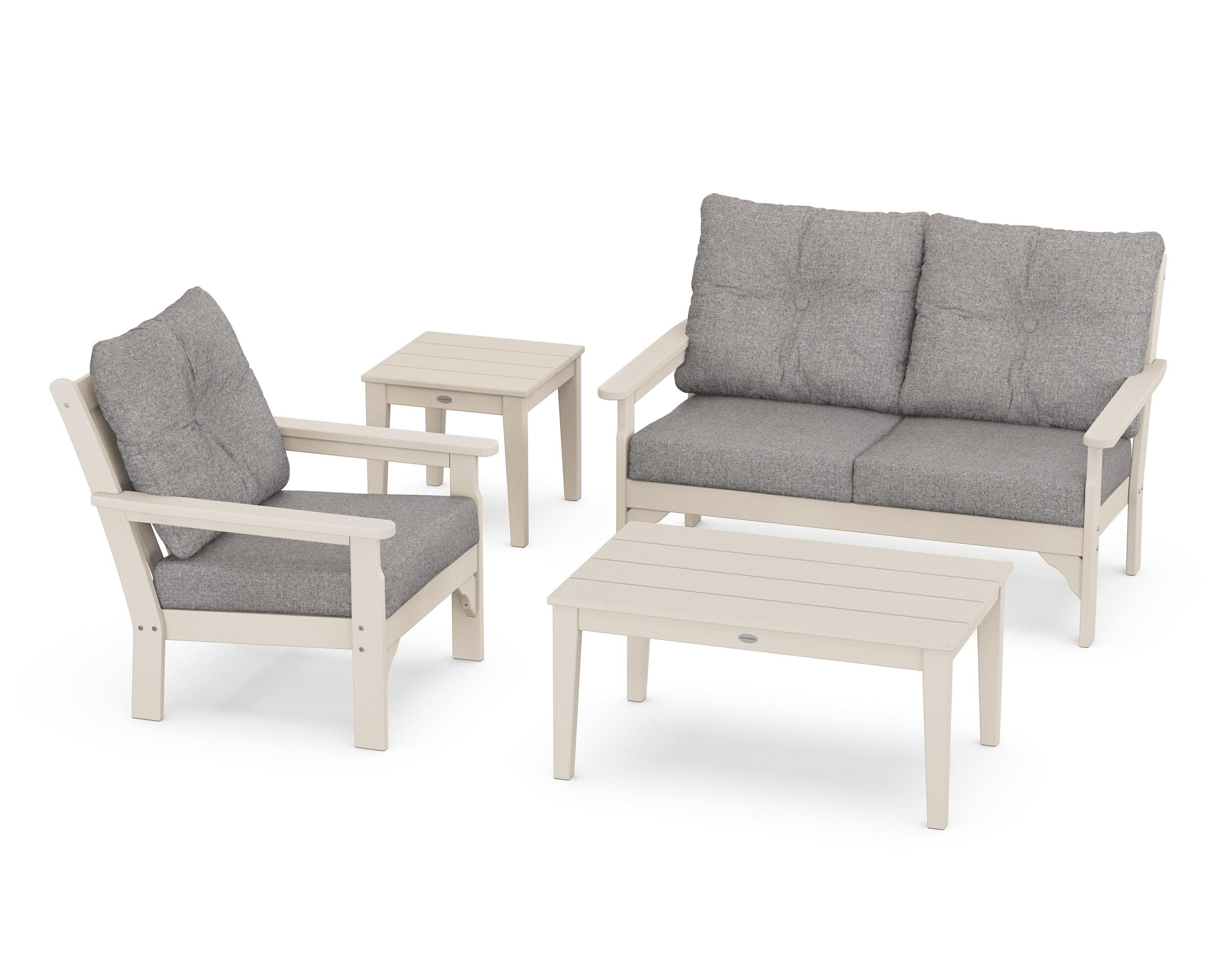 Vineyard 4-Piece Deep Seating Set in Sand / Grey Mist