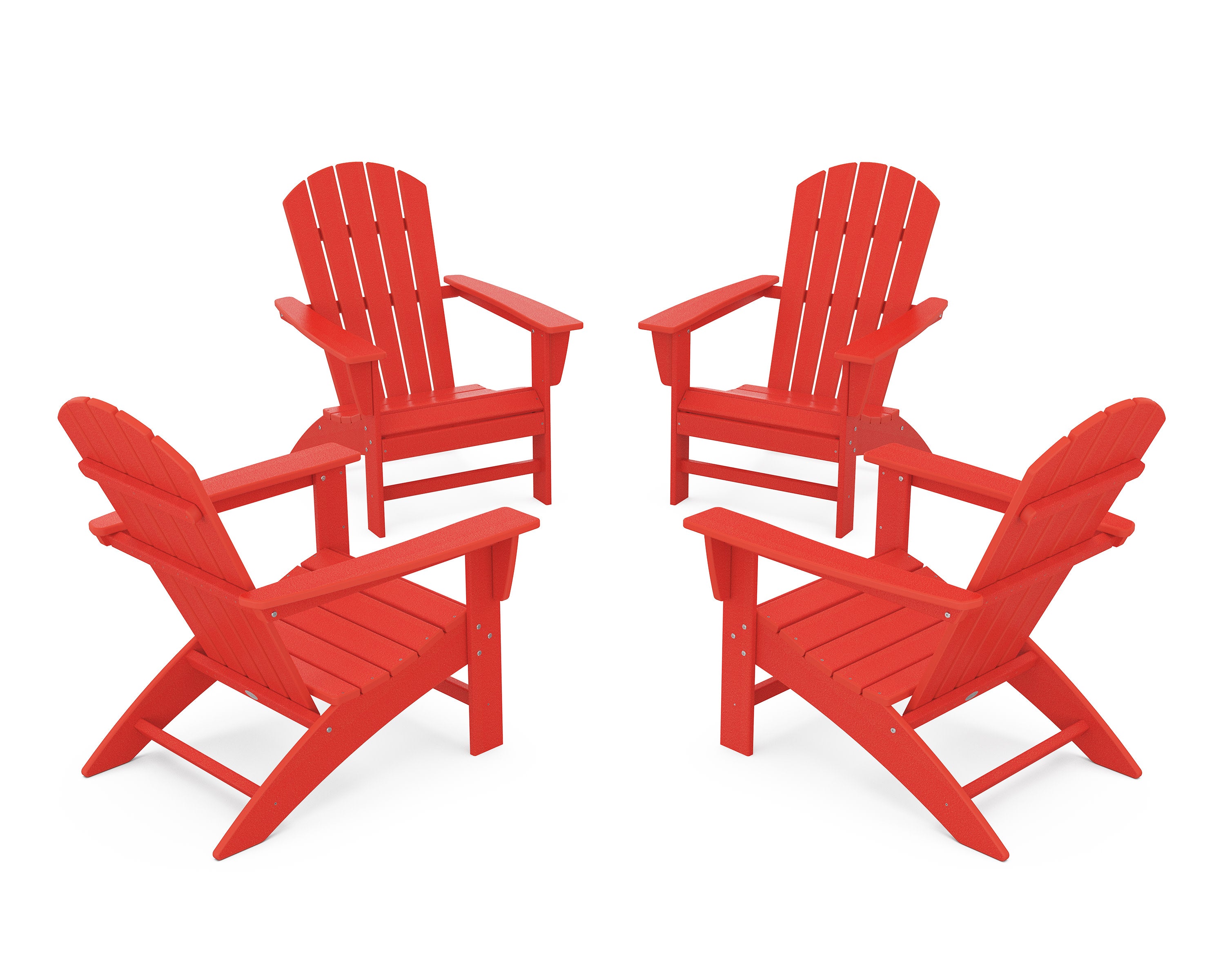 Nautical 4-Piece Adirondack Conversation Set in Sunset Red