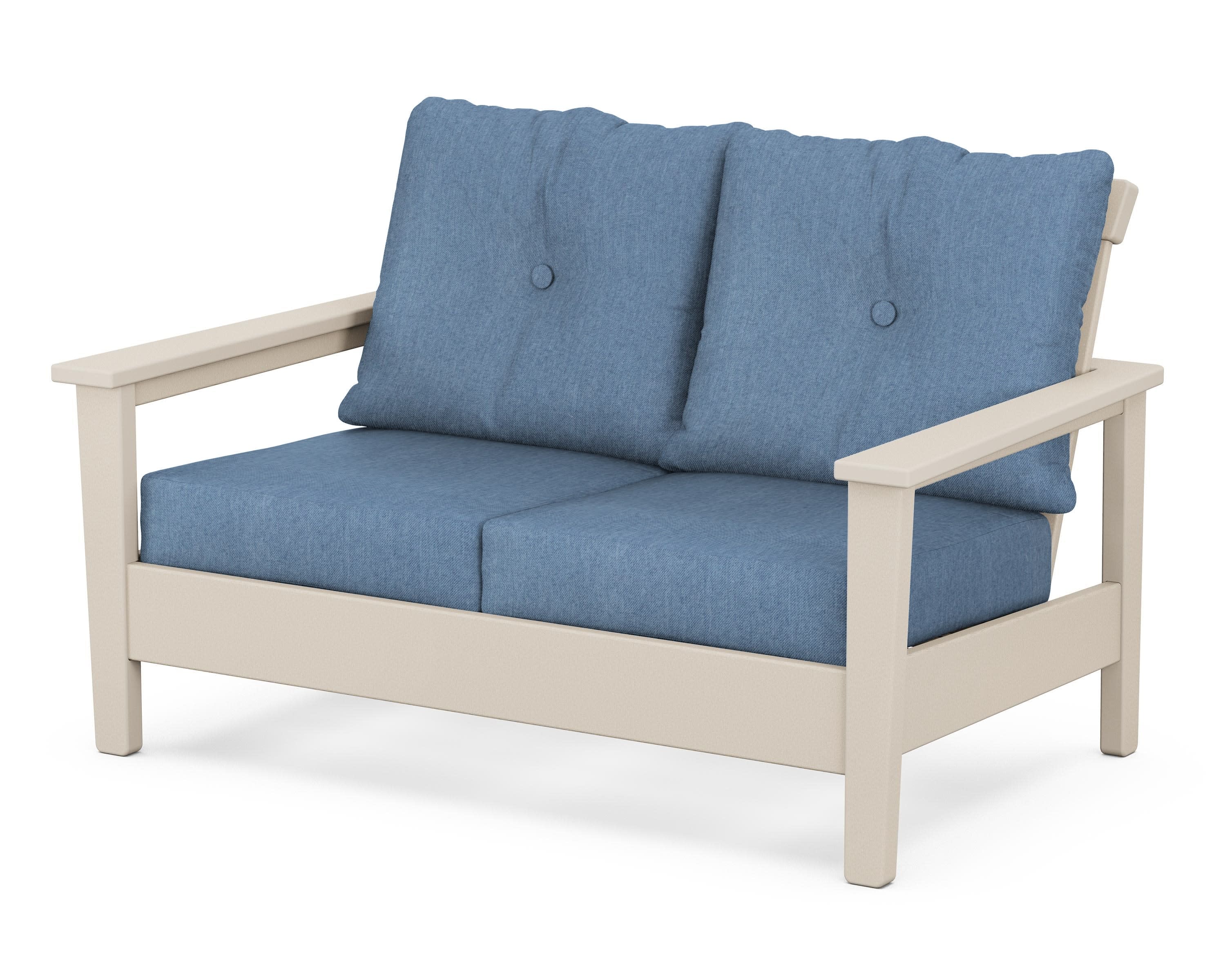 Prescott Deep Seating Loveseat in Sand / Sky Blue